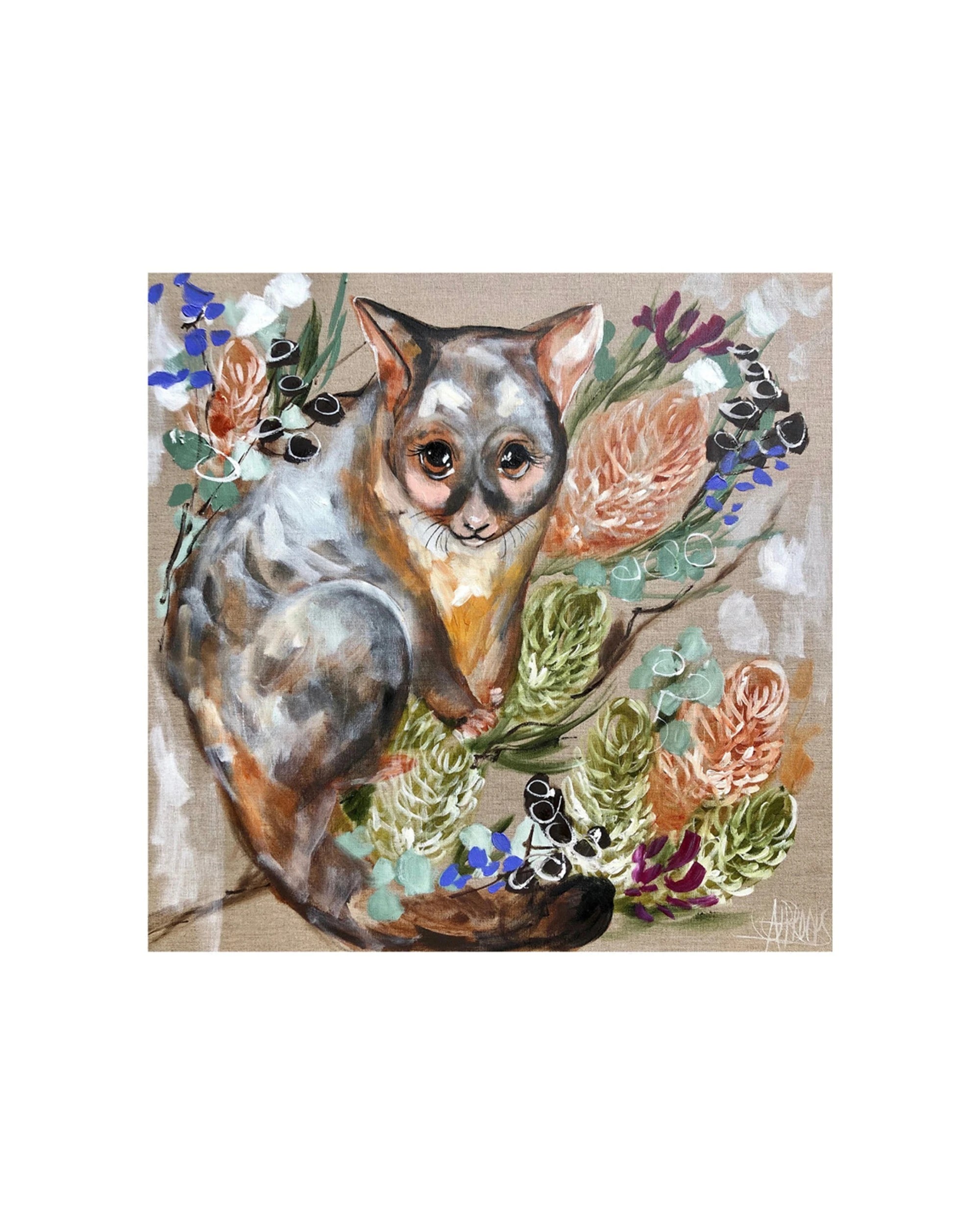 1 Lilli Rock 4PK Forget Me Not Possum Coaster Set Dolomite Stone Cork - Multi, 1 of 1