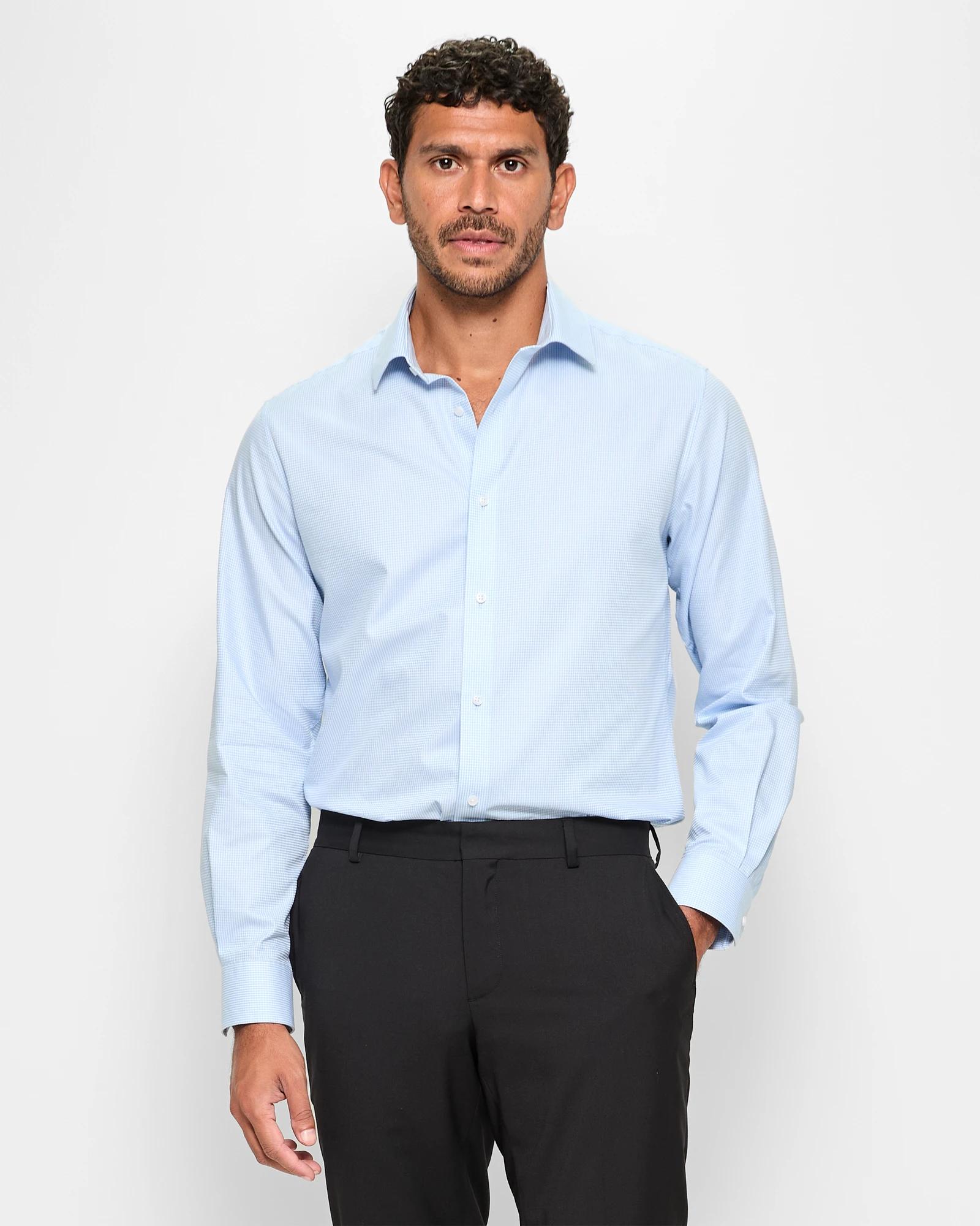 1 Long Sleeve Micro Gingham Shirt - Preview MICRO GINGHAM, 1 of 5