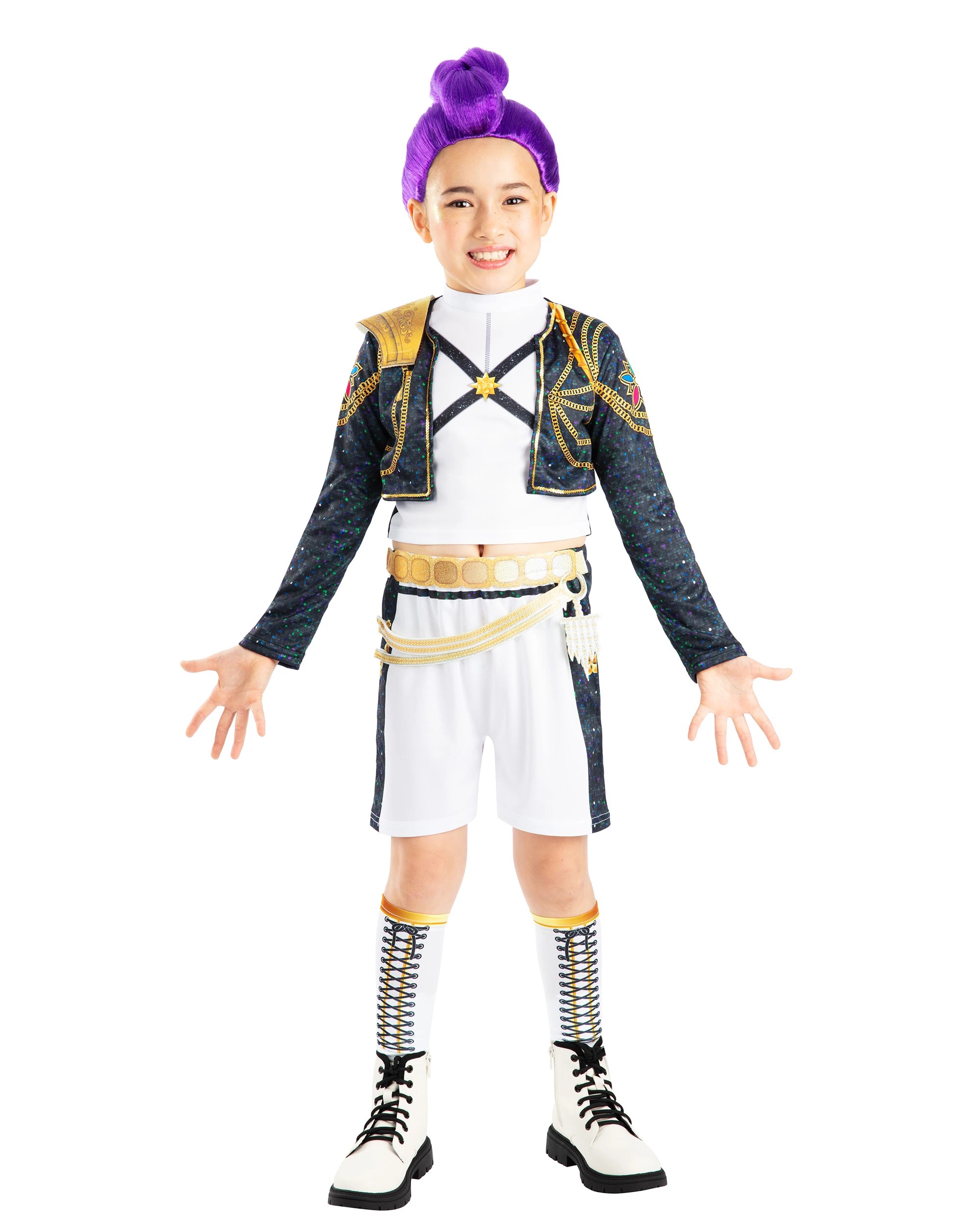 1 KPop Demon Hunters RUMI Deluxe Kids Costume Size 7 - 8yrs - Gold, 1 of 8