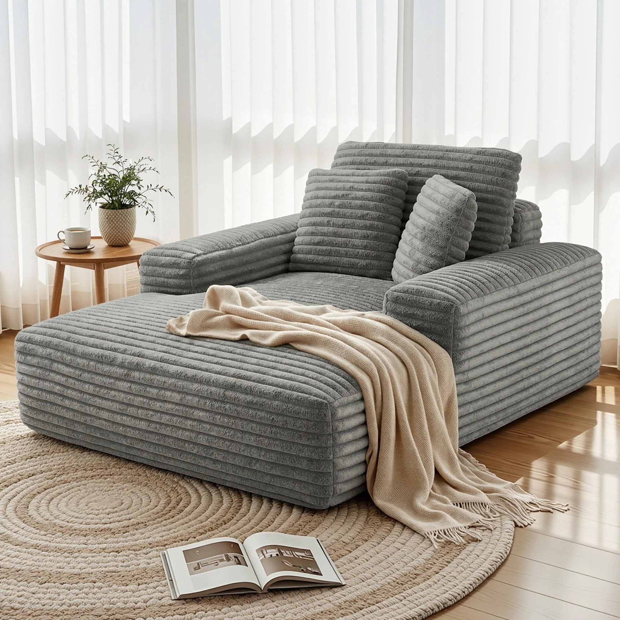 5 Artiss Sofa Bed Lounge Chair Recliner Couch Reading Chairs Sleeper Cloud Sofas - Grey, 5 of 5