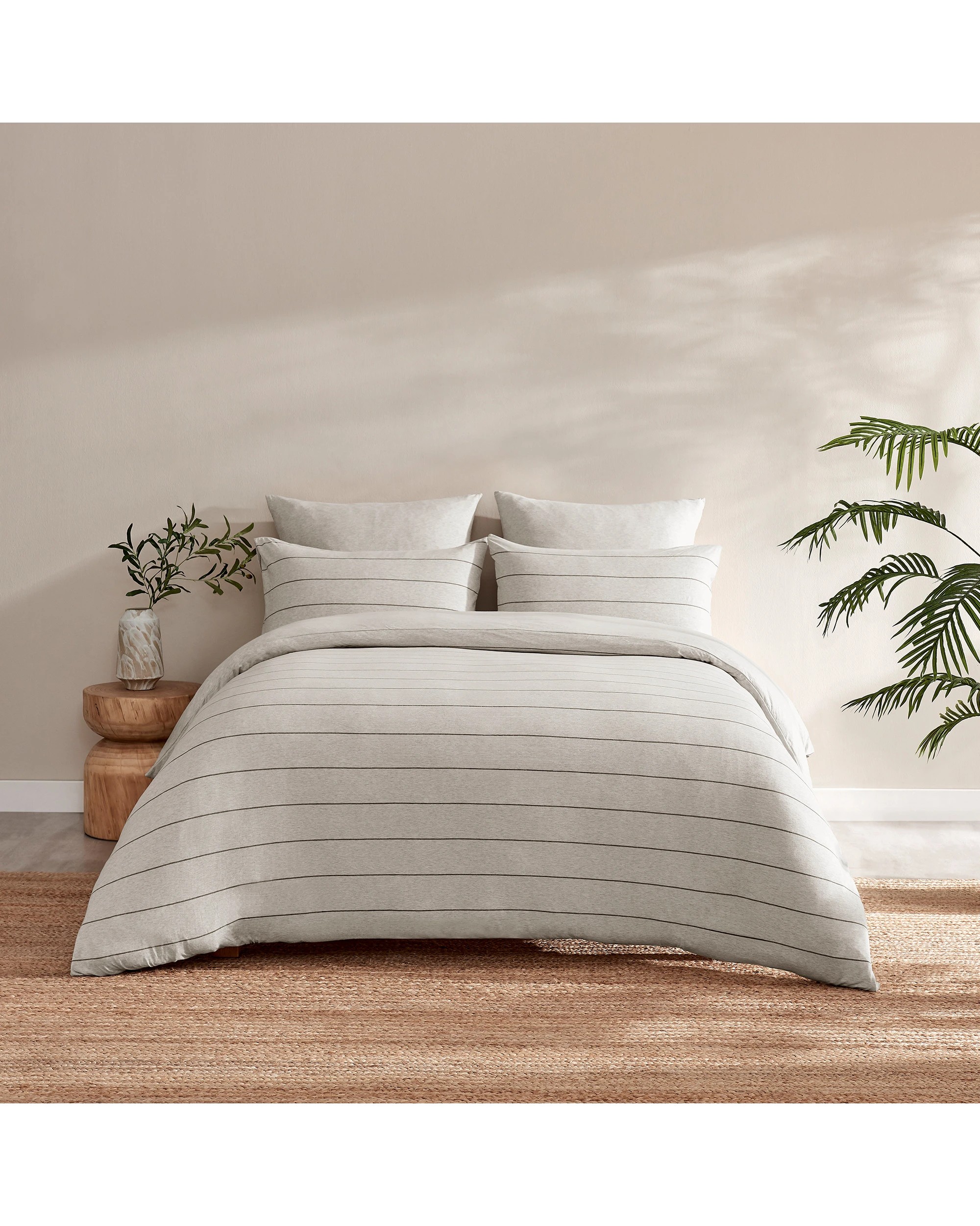 9 Dreamaker Jersey Luxe 100% Cotton Reversible Quilt Cover Set Charcoal - Single Bed - Oatmeal, 9 of 10