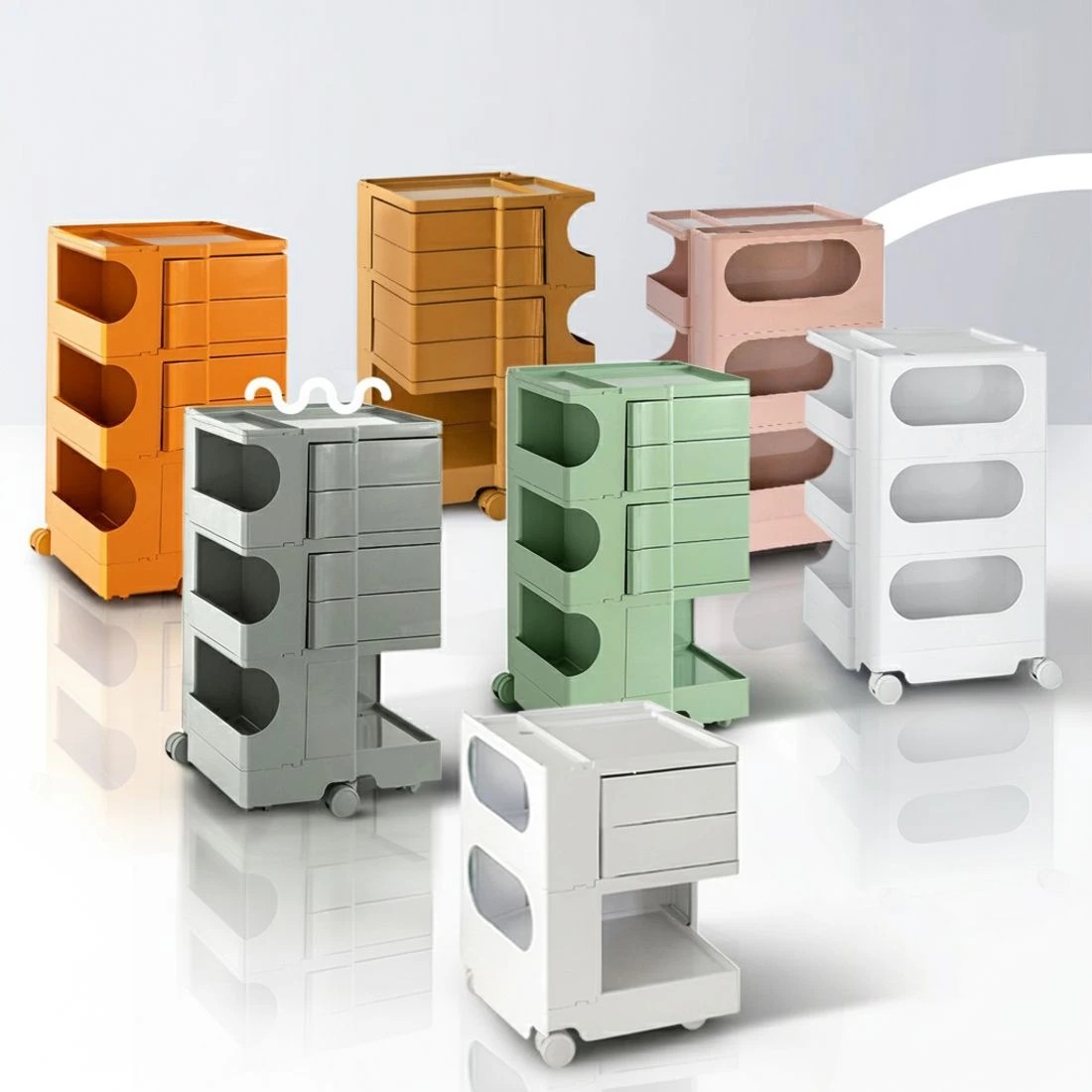 9 Artiss Storage Trolley Cart Bedside Table 5 Tier - White, 9 of 9