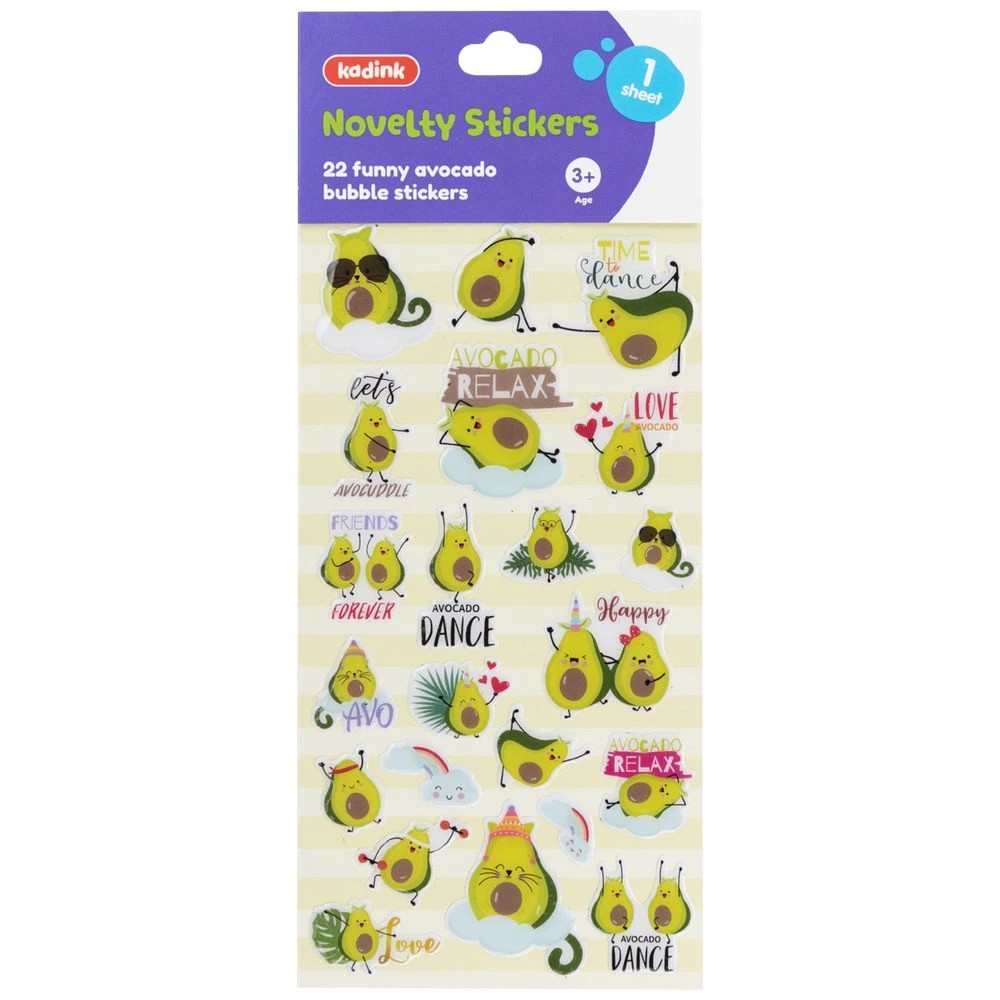 1 Kadink Bubble Sticker Sheet Funny Avocado Design, 1 of 1