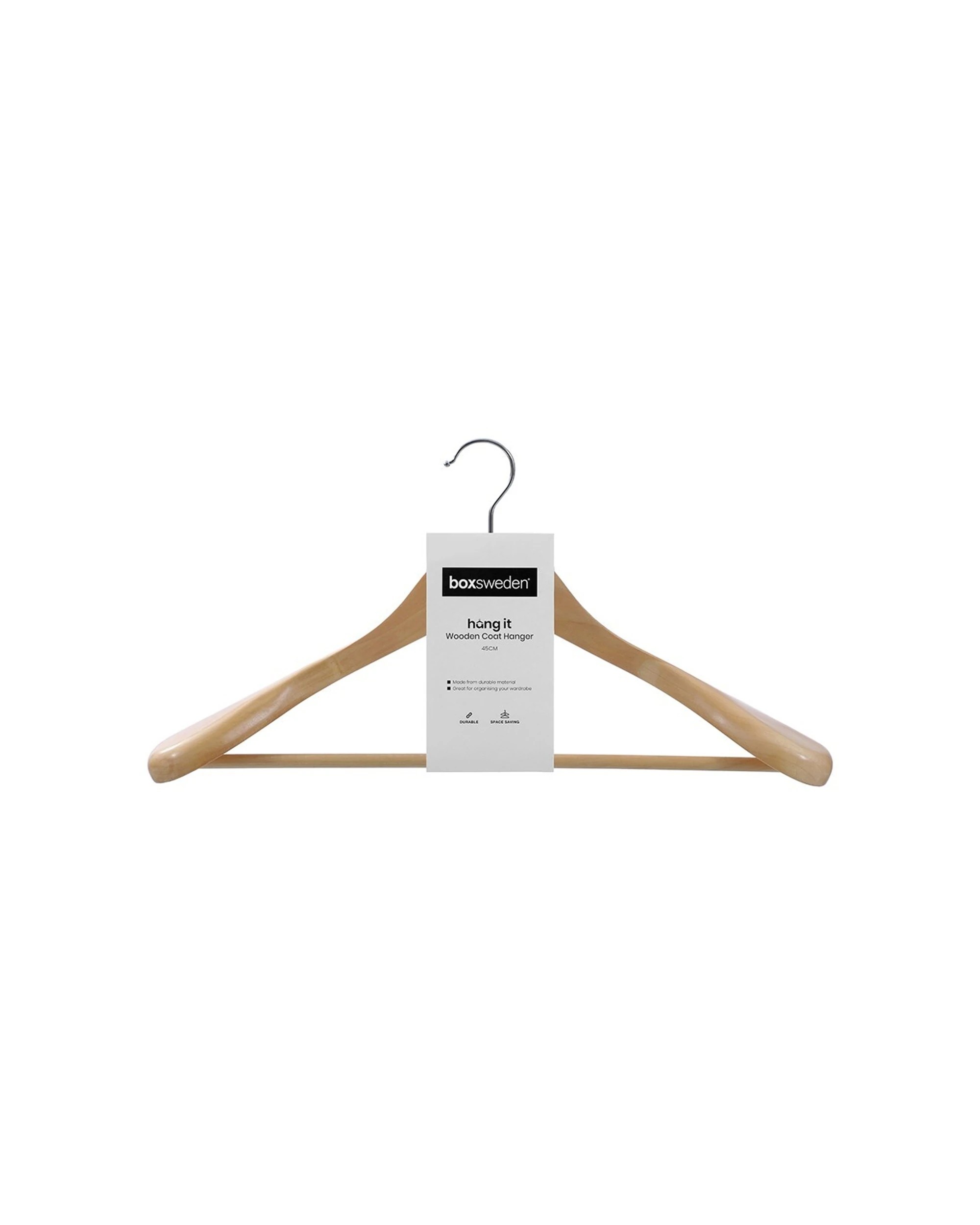 2 Boxsweden 8PK Hangit Wooden Coat Hanger 45cm - Natural, 2 of 4