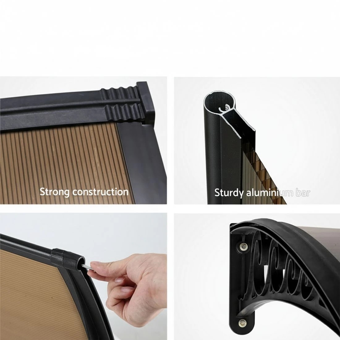 8 Instahut Window Door Awning 0.8mx1m - Brown, 8 of 9