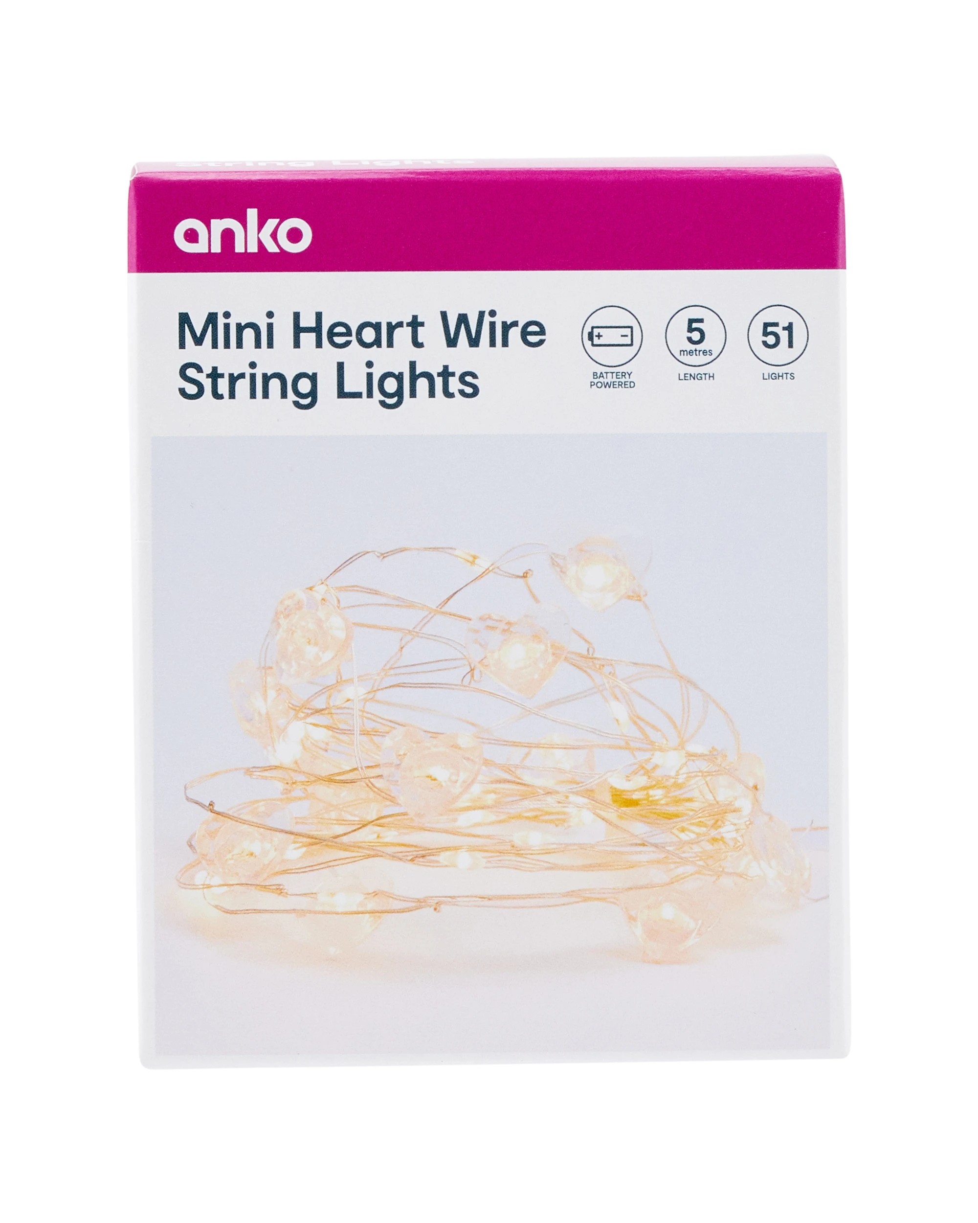 6 Mini Heart Wire String Lights, 6 of 6