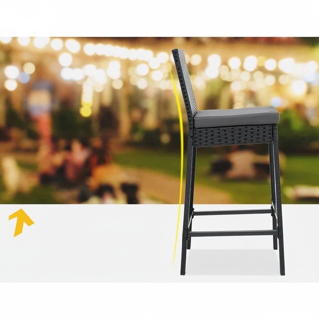 5 Gardeon 5-Piece Outdoor Bar Set Patio Dining Chairs Wicker Table Stools - Black, 5 of 6