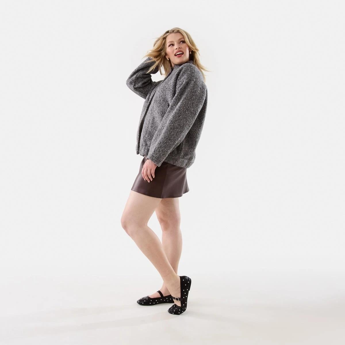 3 Boucle Bomber Jacket Gry Chmrle, 3 of 8
