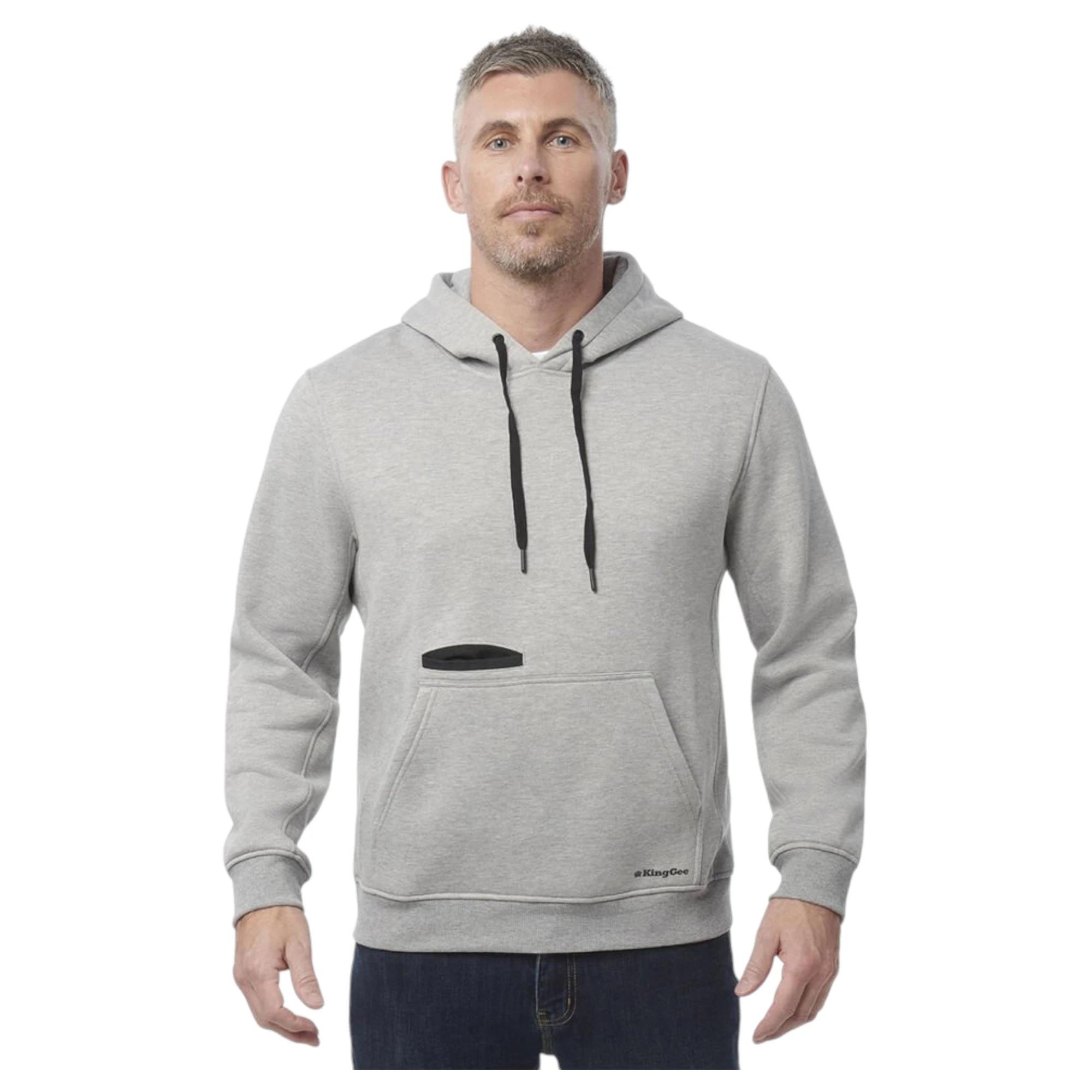 1 KingGee Mens Originals Fleece Hoodie GREY, 1 of 7