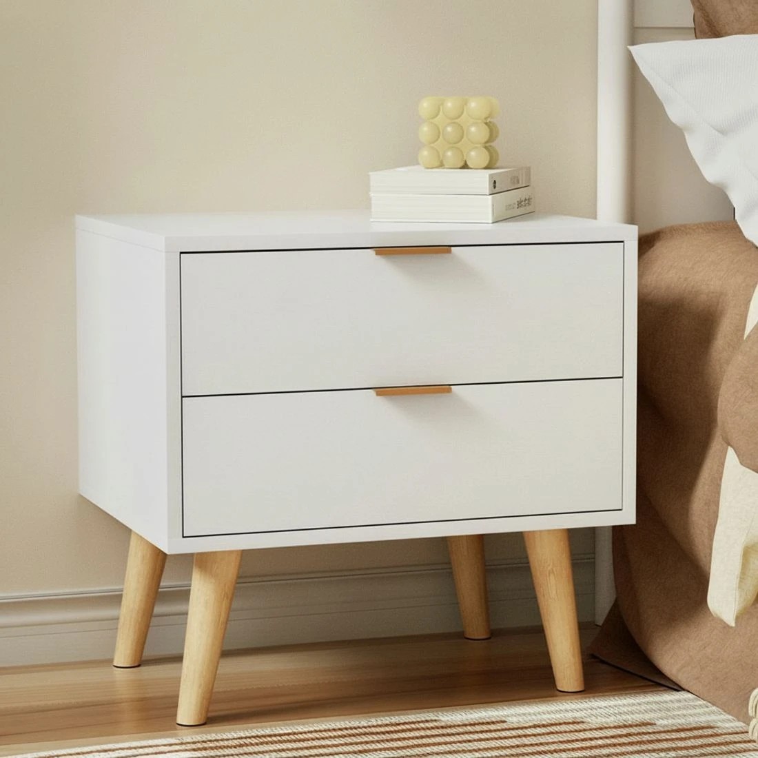 5 Artiss Bedside Table 2 Drawers - White, 5 of 6