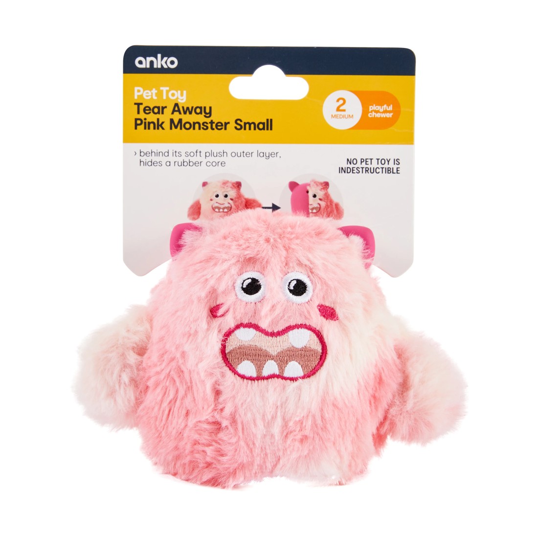 4 Pet Toy Tear Away Monster - Small, Pink, 4 of 4
