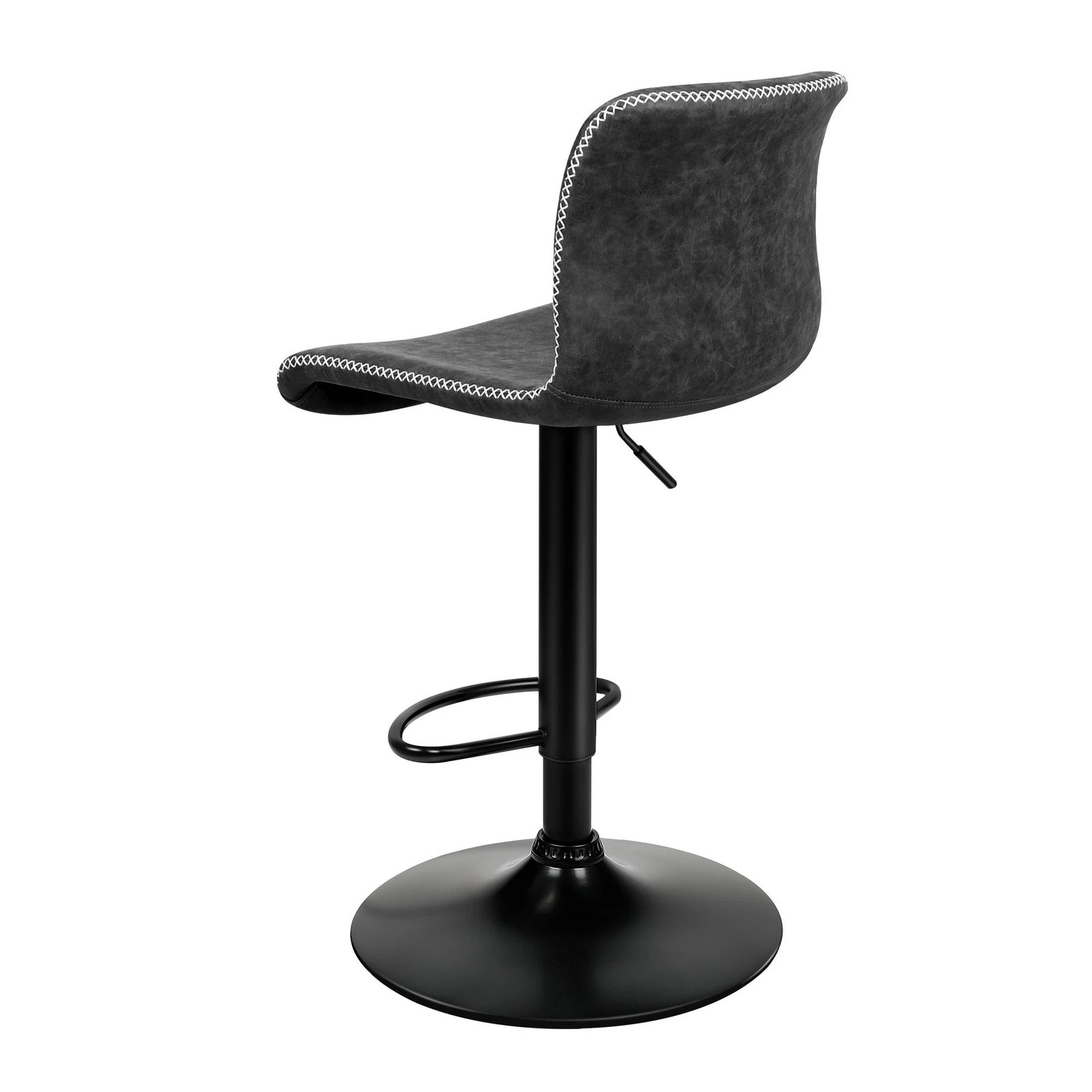 4 Alfordson 2x Bar Stools Remy Kitchen Gas Lift Swivel Chair Vintage Leather - Grey, 4 of 8