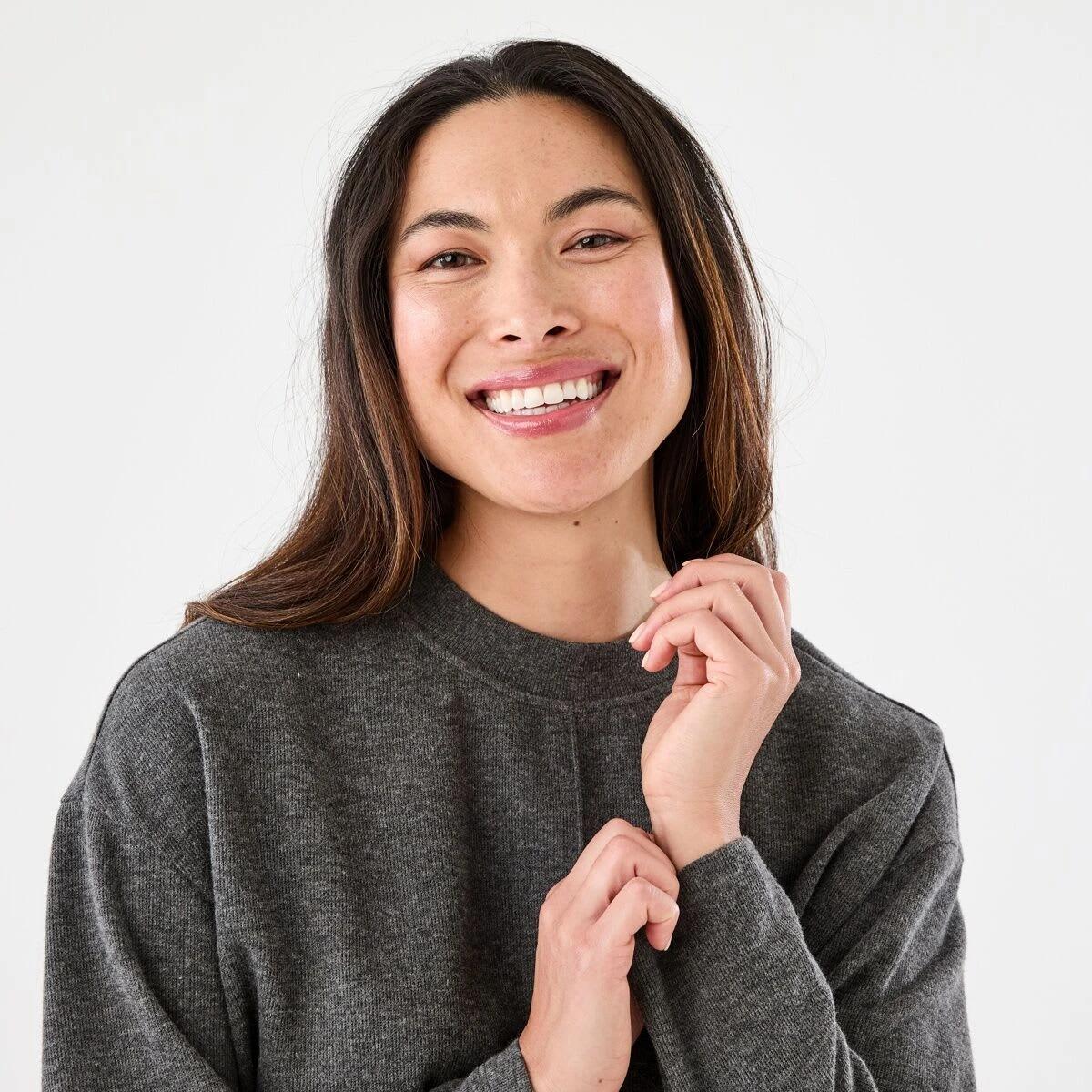 4 Long Sleeve Brushed Seam Detail Top Gry Chmrle, 4 of 6