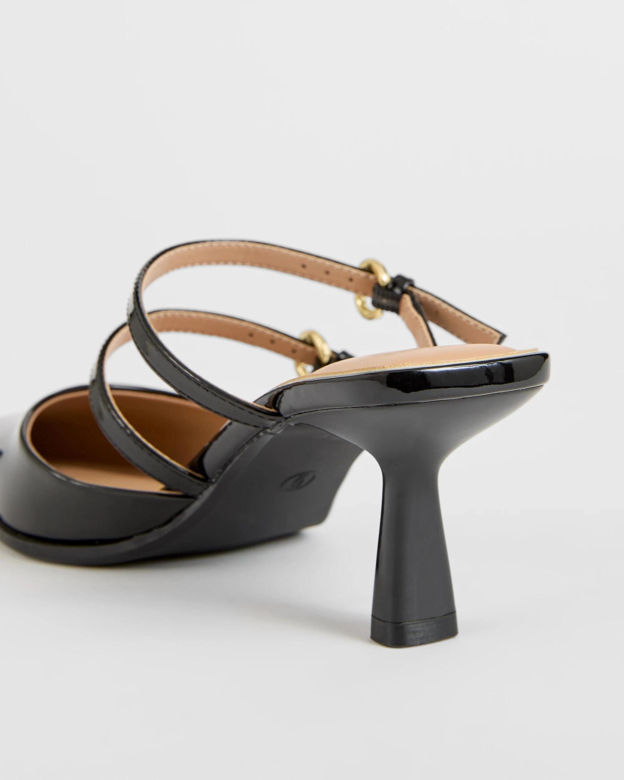 3 Target Woman Double Strap High Heel - Nora BLACK PATENT, 3 of 3