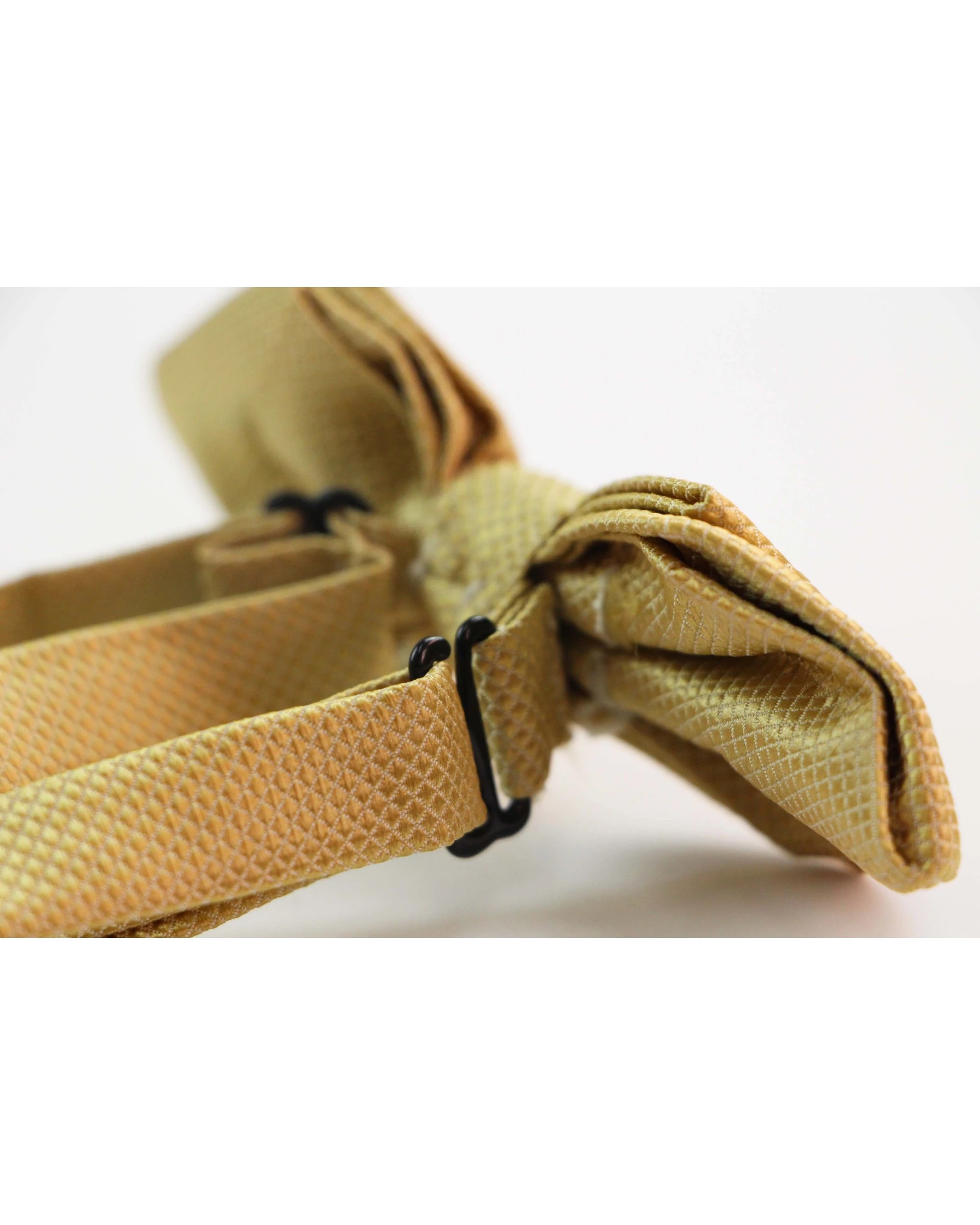 2 Zasel Mens Dark Gold Diamond Shaped Checkered Bow Tie, 2 of 2