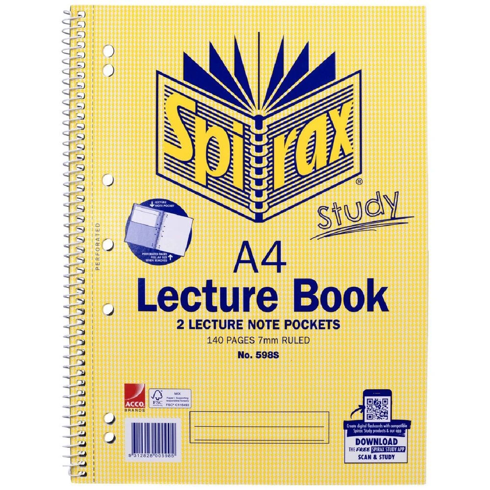1 Spirax No. 598 A4 Lecture Book 140 Page, 1 of 8