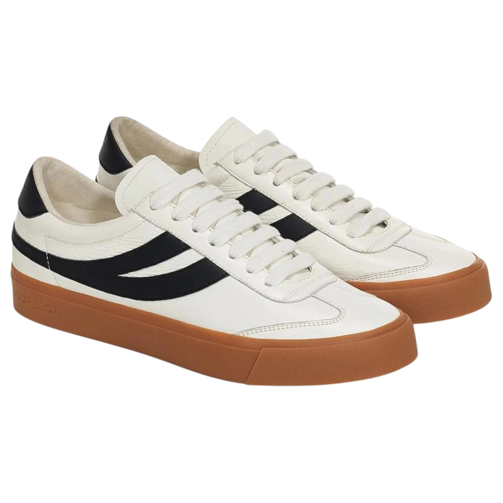 3 Superga Unisex 4834 Clun S Swallow White/ Black Casual Shoes WHITE/BLACK, 3 of 5