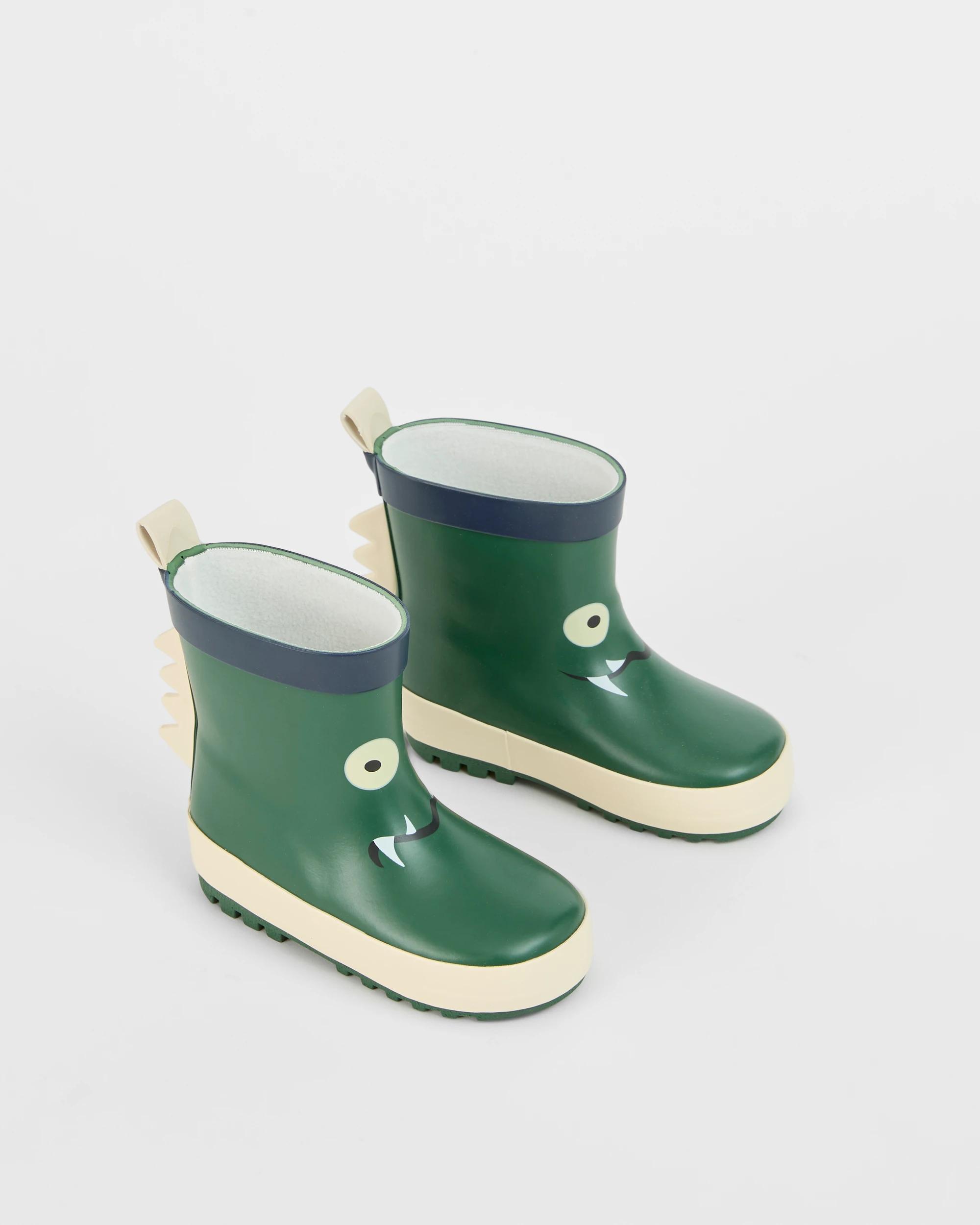 2 Target Baby First Walker Novelty Monster Rainboots GREEN, 2 of 3