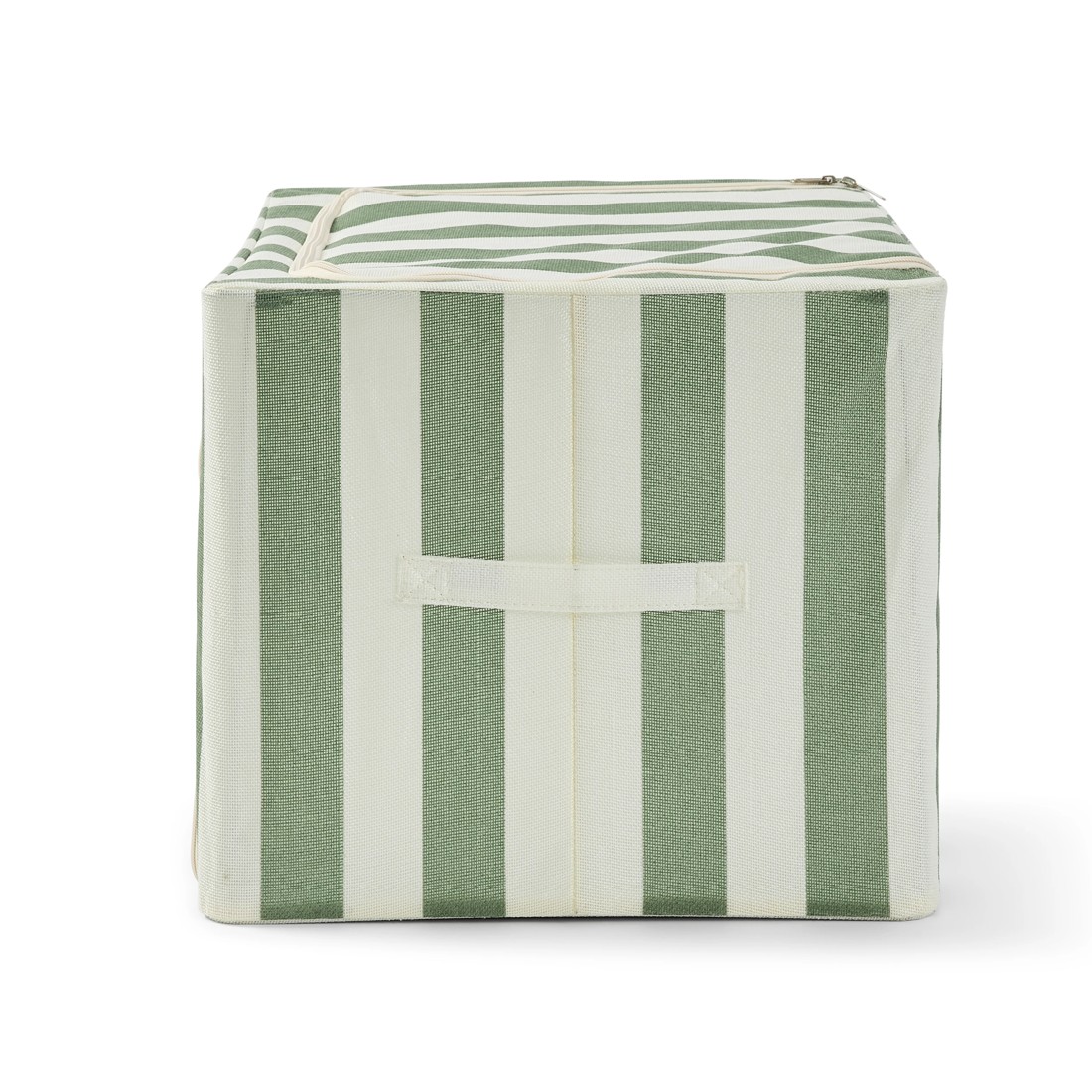 7 Linen Look Collapsible Box with Window - Large, Green Stripe, 7 of 9