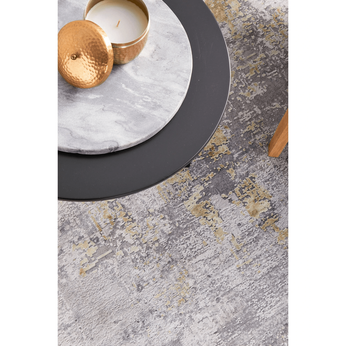 4 RUG CULTURE Illusions 156 Gold Area Rug 190 x 280 cm - Soft Grey with Gold Accents
 - grey, 4 of 7