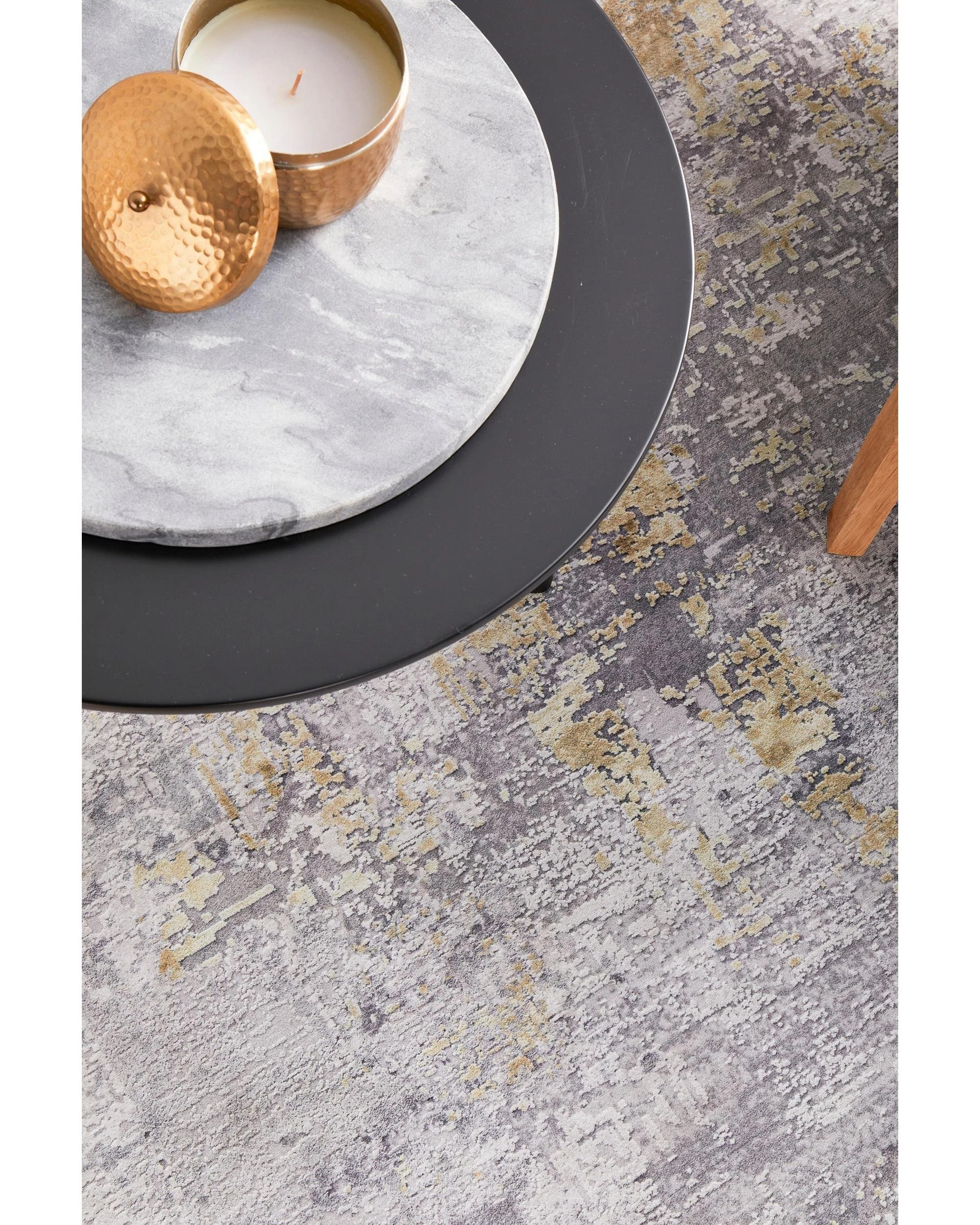 4 RUG CULTURE Illusions 156 Gold Area Rug 190 x 280 cm - Soft Grey with Gold Accents
 - grey, 4 of 7