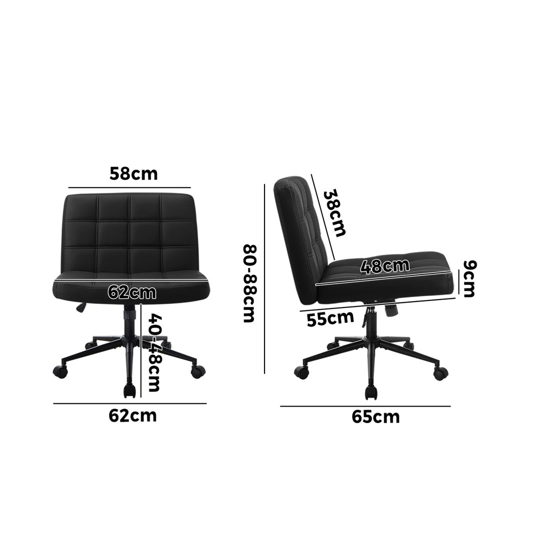 9 Oikiture Armless Office Desk Chair Faux Leather
 - Black, 9 of 9