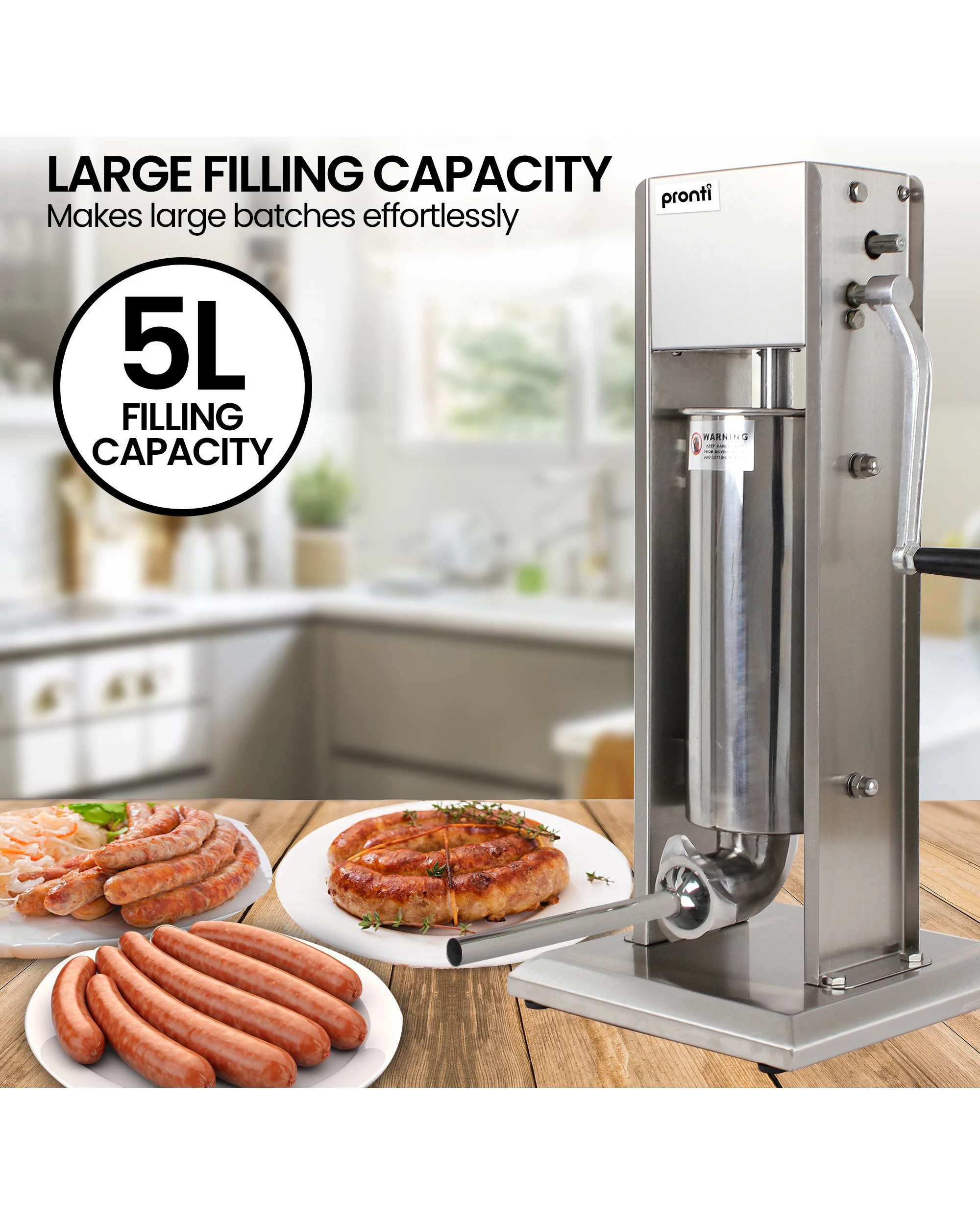 7 Pronti 5l Stainless Steel Vertical Sausage Stuffer, 7 of 10