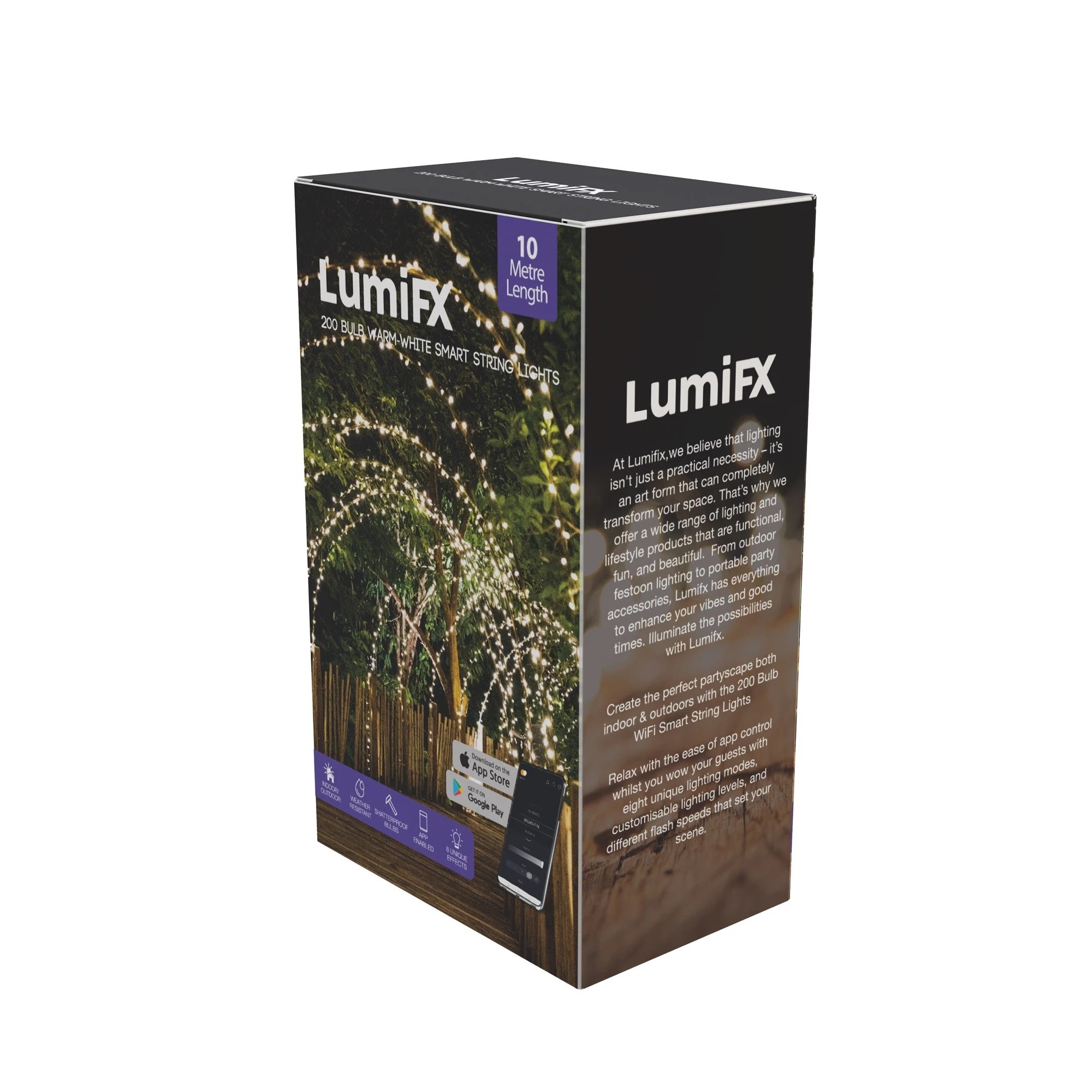 2 LumiFx 200 LED Wifi Smart String Lights 8 Lighting Effects 10 Metres Warm - Clear, 2 of 7