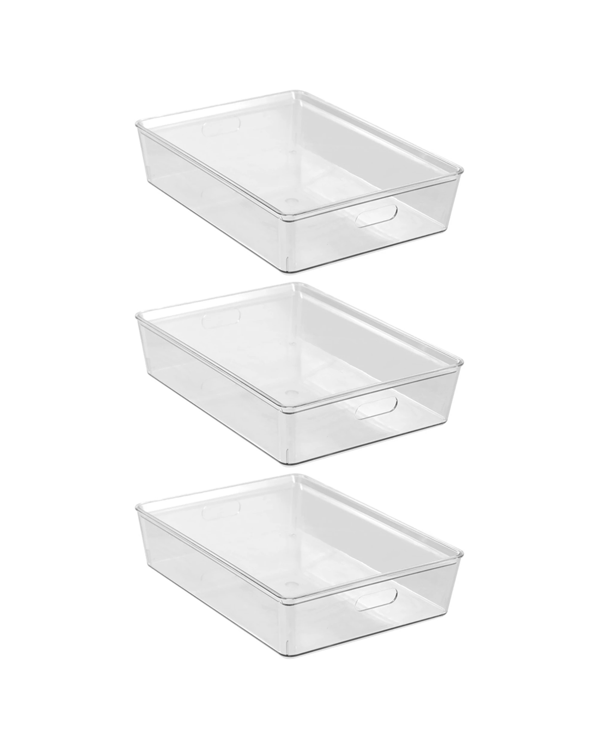 1 Boxsweden 3PK Crystal Lidded Tidy Box Durable Stackable 7L 34x26cm - Clear, 1 of 7