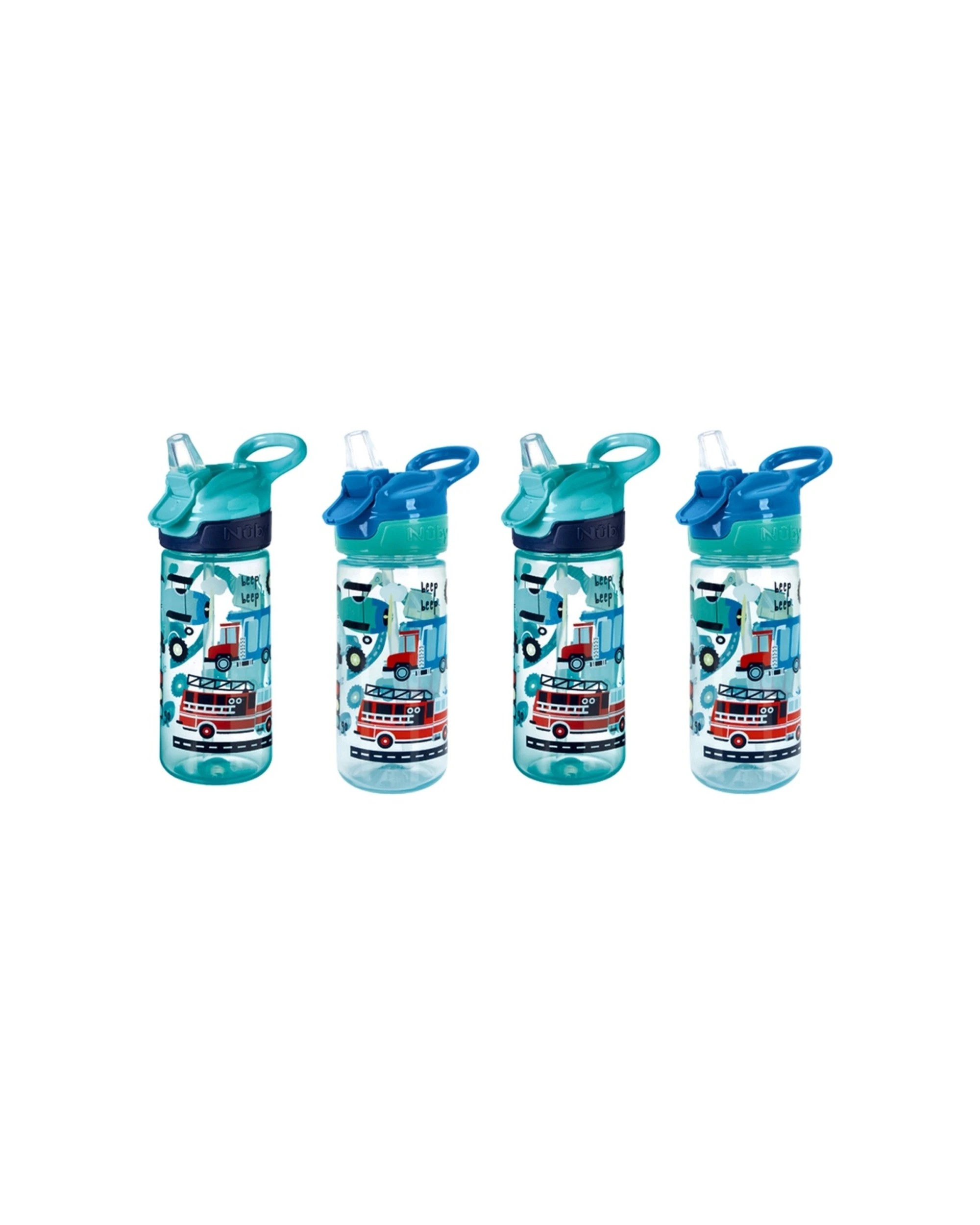 1 Nuby 4pc Super Quench Cup Vacation No-Spill Kids Water Bottle 540ml - Blue, 1 of 2