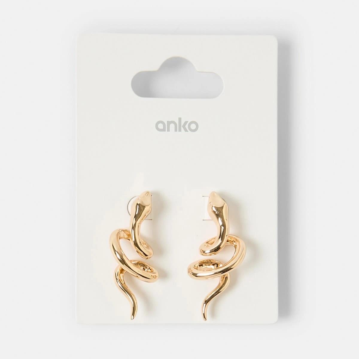 5 Snake Stud Earrings - Gold Tone Gold, 5 of 5