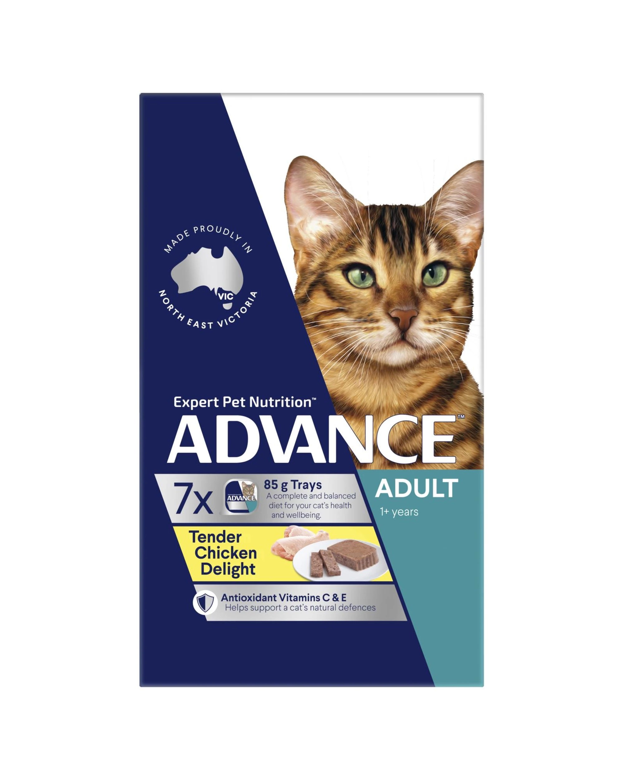 3 Advance Adult 1+ Wet Cat Food Tender Chicken Delight 7 x 85g, 3 of 3