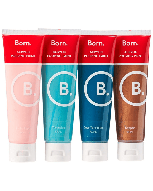 Born Pre-Mixed Acrylic Pouring Paint Set Beach Bliss 4 Pack