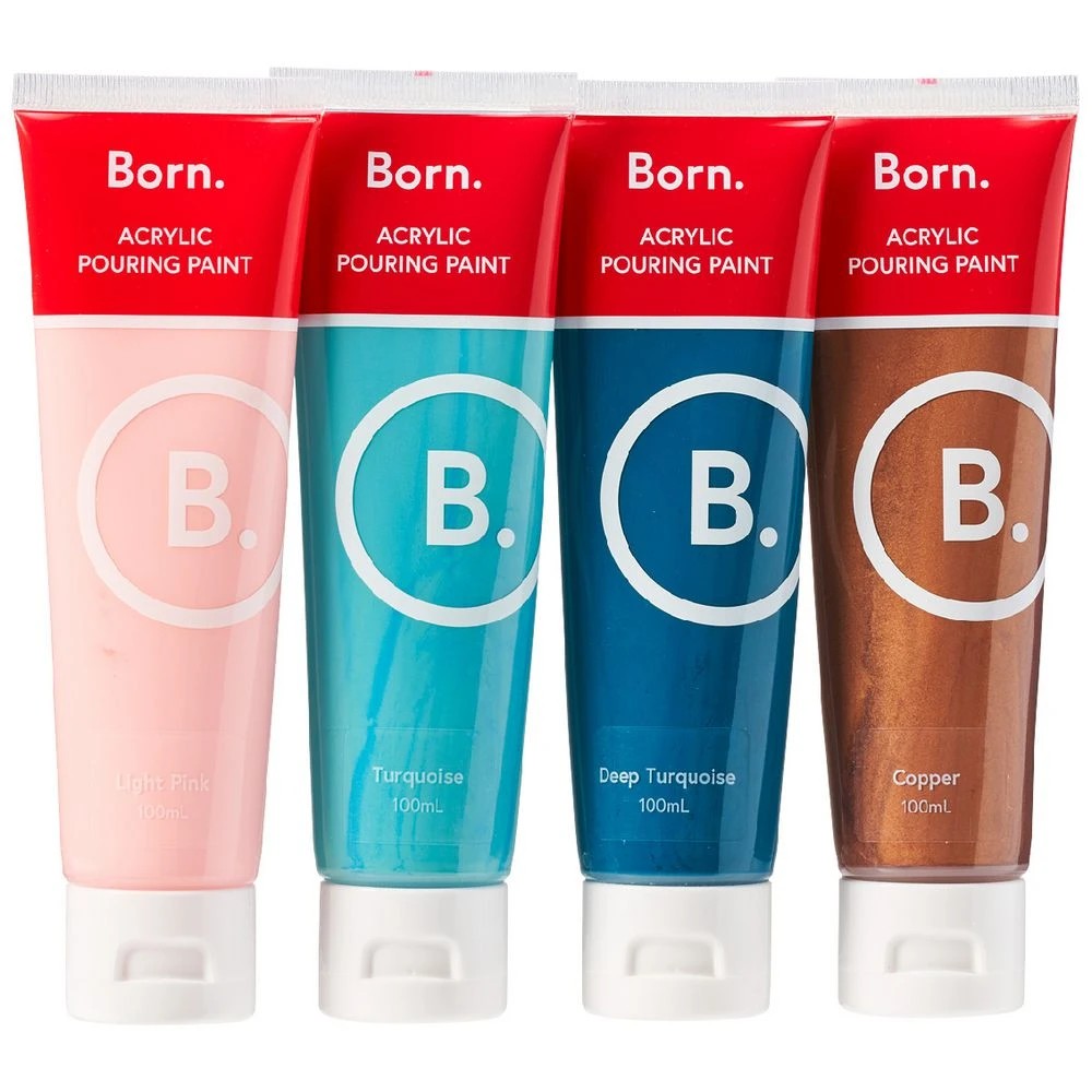 1 Born Pre-Mixed Acrylic Pouring Paint Set Beach Bliss 4 Pack, 1 of 4