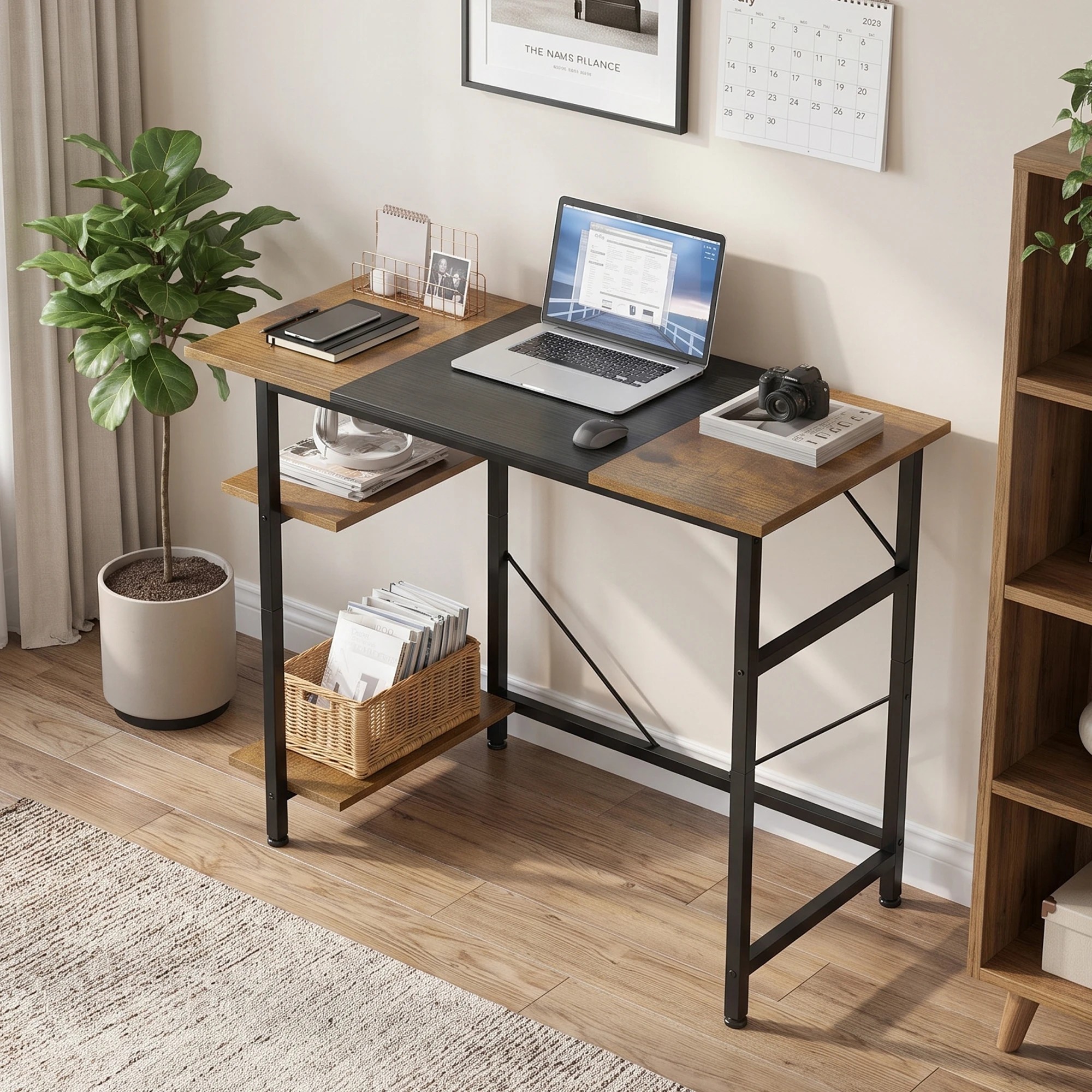 5 Advwin Reversible Computer Desk 90cm Home Office Desk Writing Table - Black, 5 of 8