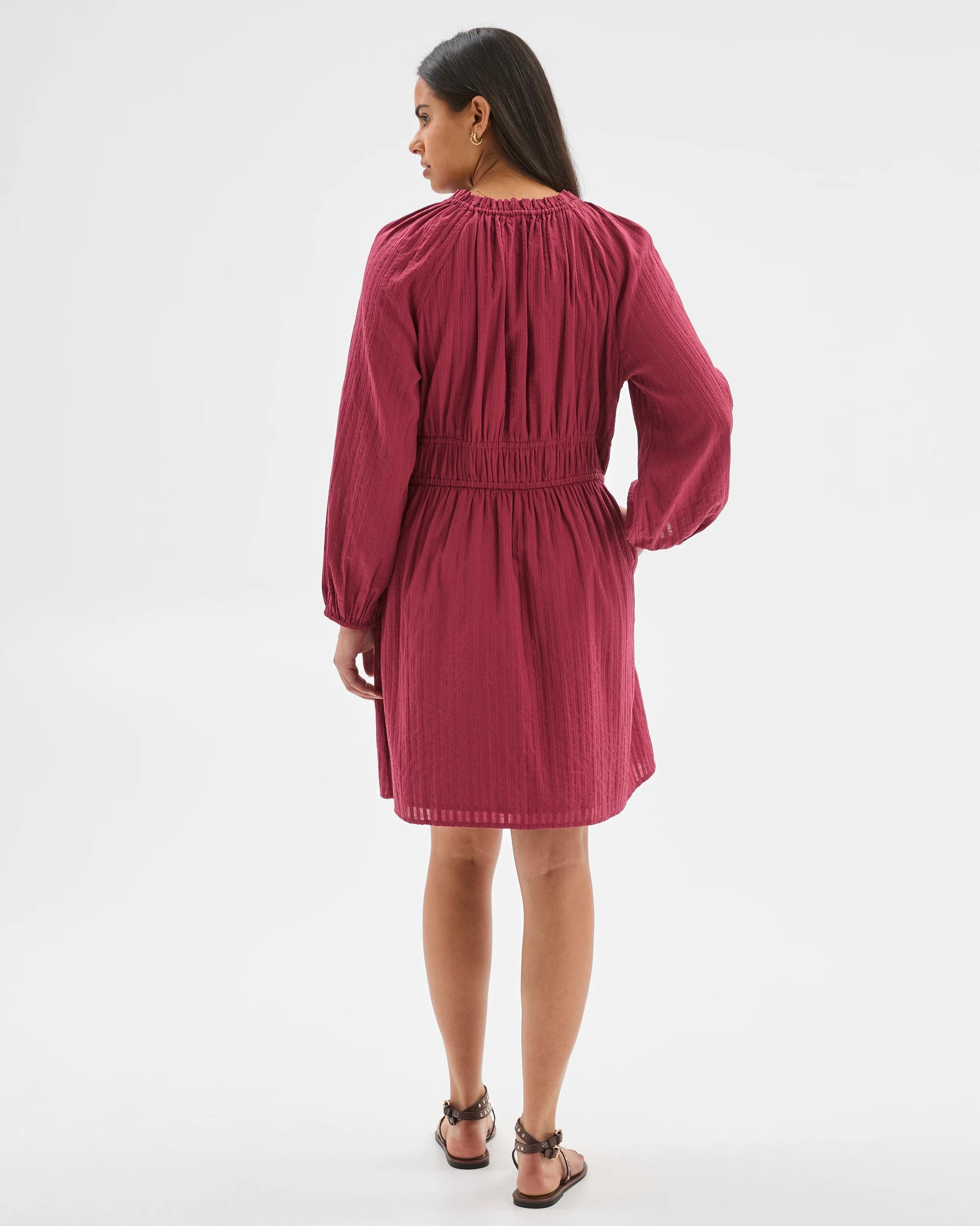 6 Target Woman Long Sleeve Dobby Detail Mini Dress MULBERRY, 6 of 6