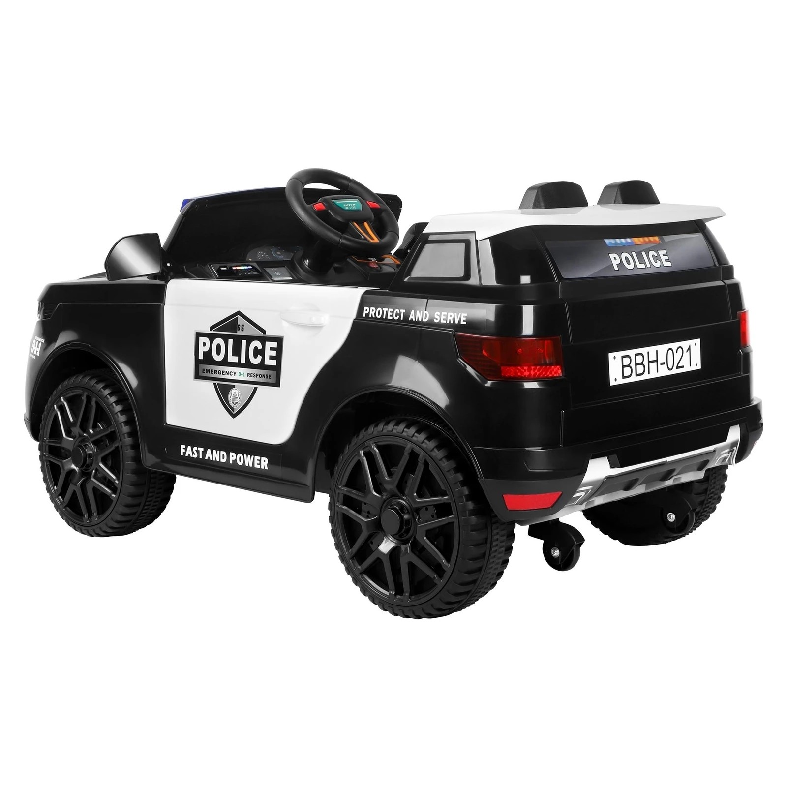 3 Alfordson Kids Police Ride On Car 12V Electric Toy Patrol Remote Control - Black, 3 of 10
