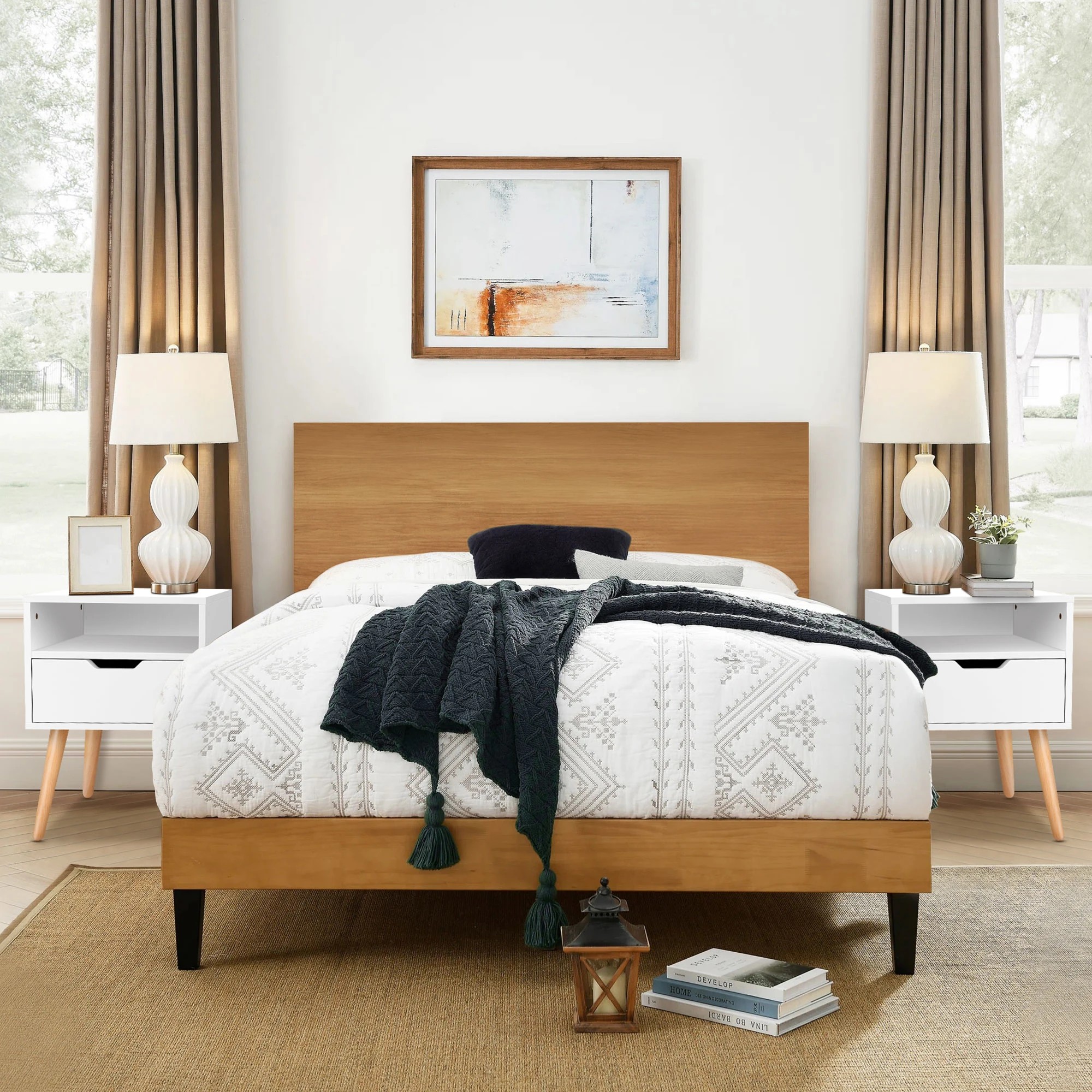 3 Alfordson Bedside Table Nightstand Side Storage Cabinet Scandinavian - White, 3 of 10