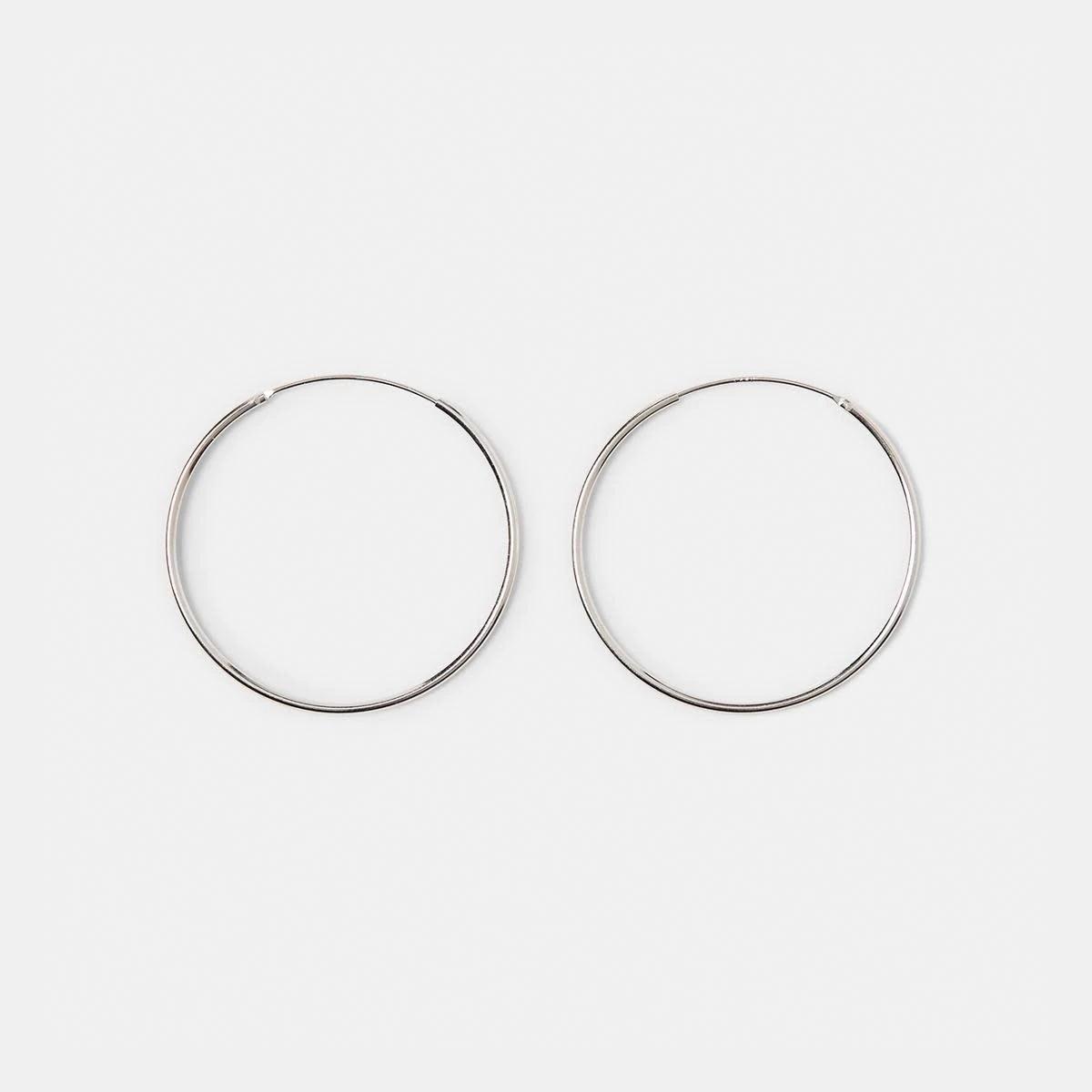 1 Sterling Silver Medium Thin Hoops Silver, 1 of 4