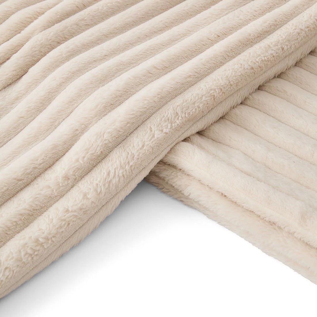 5 Plush Ribbed Blanket - Queen/King Bed, Ivory, 5 of 6