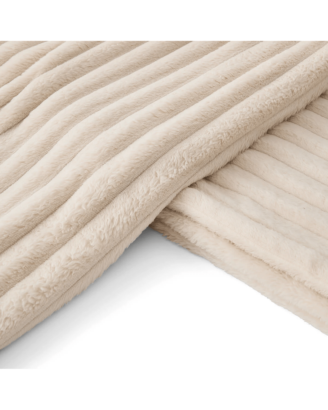 5 Plush Ribbed Blanket - Queen/King Bed, Ivory, 5 of 6
