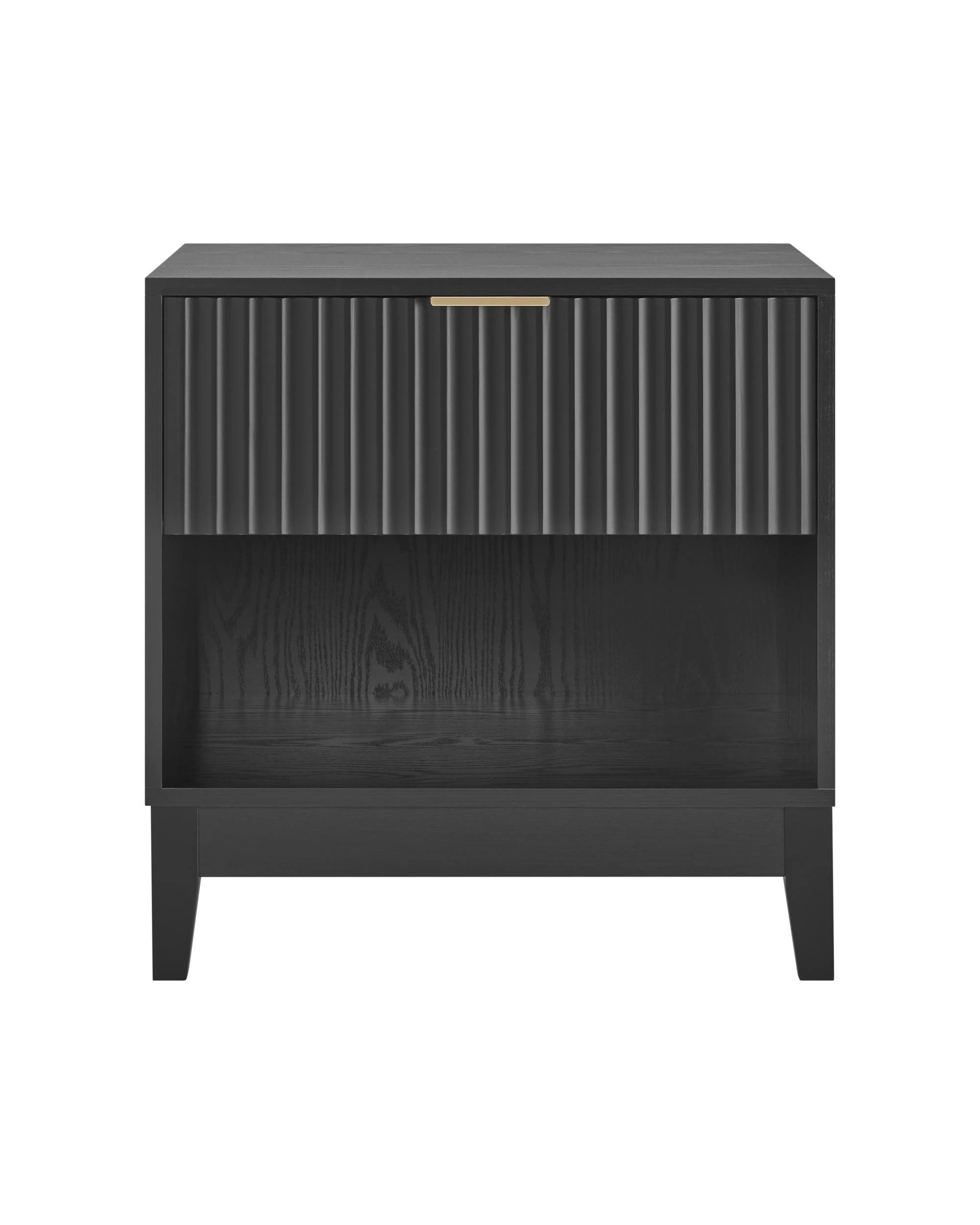 3 Kodu Bedside Unit Nightstand Side Table 1 Drawer Black - Black, 3 of 9