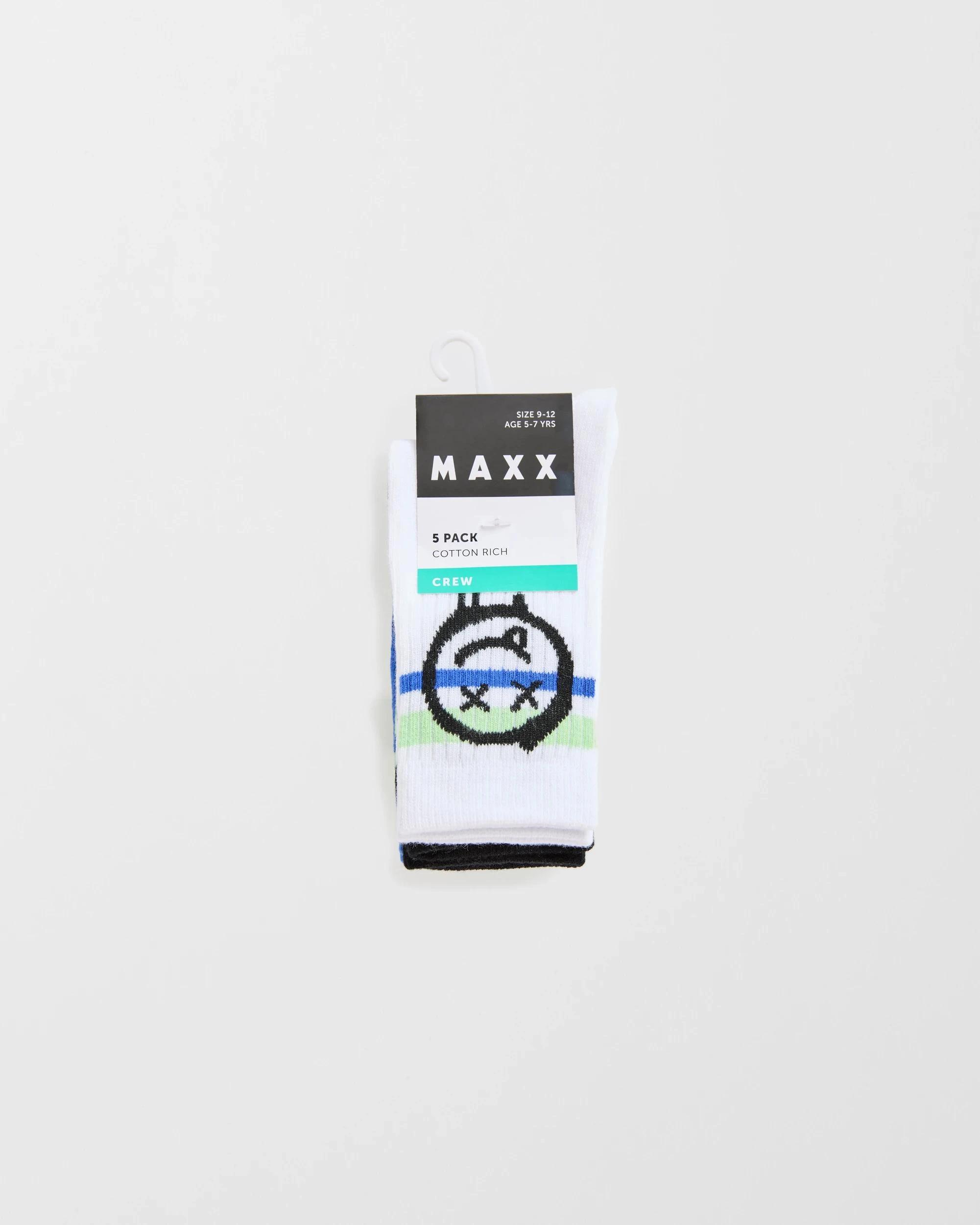 3 Maxx 5 Pack Boys Crew Socks FACE, 3 of 3