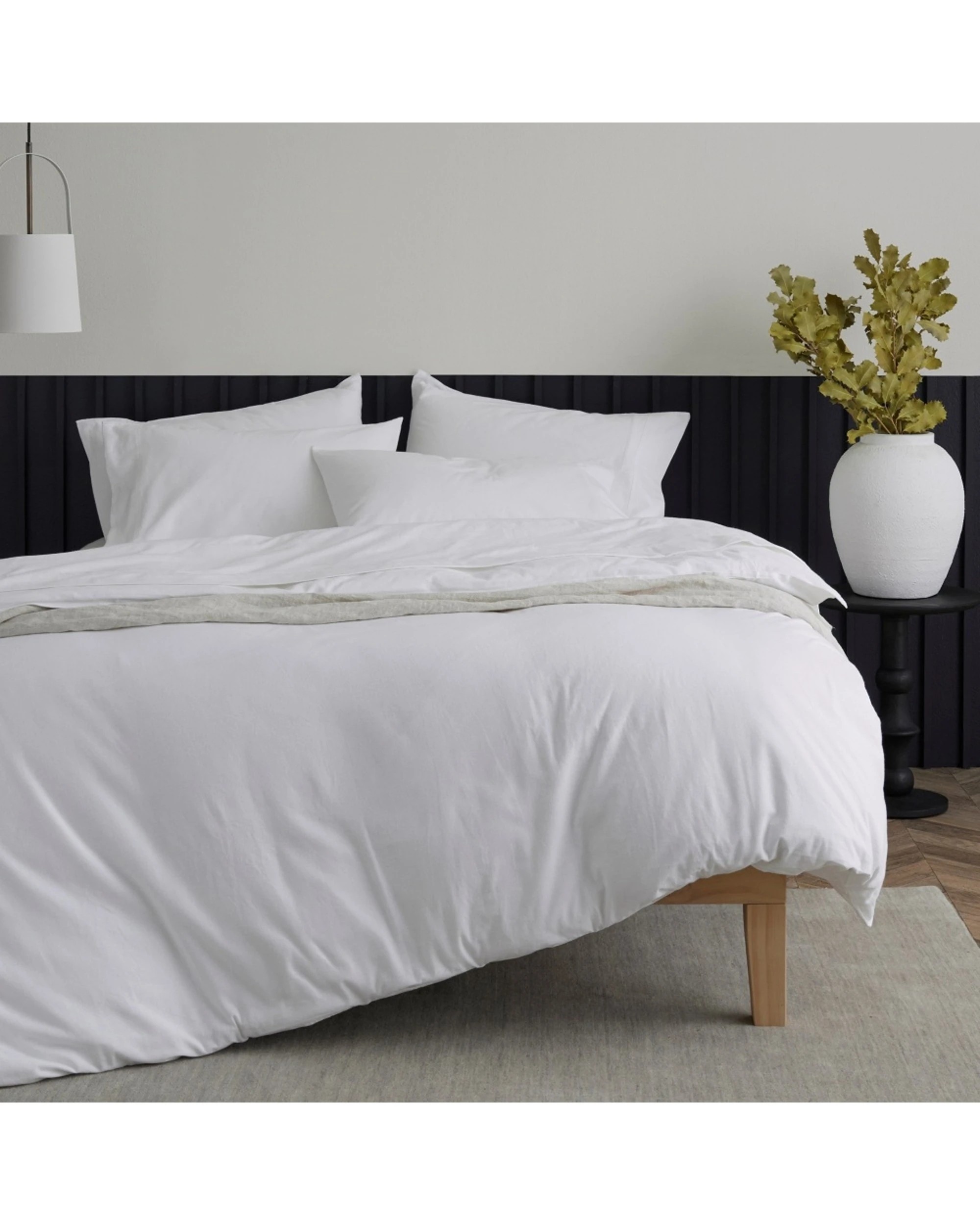 1 Bedding Co Organic Cotton Flannelette Quilt Cover Set - Queen Bed - White, 1 of 5