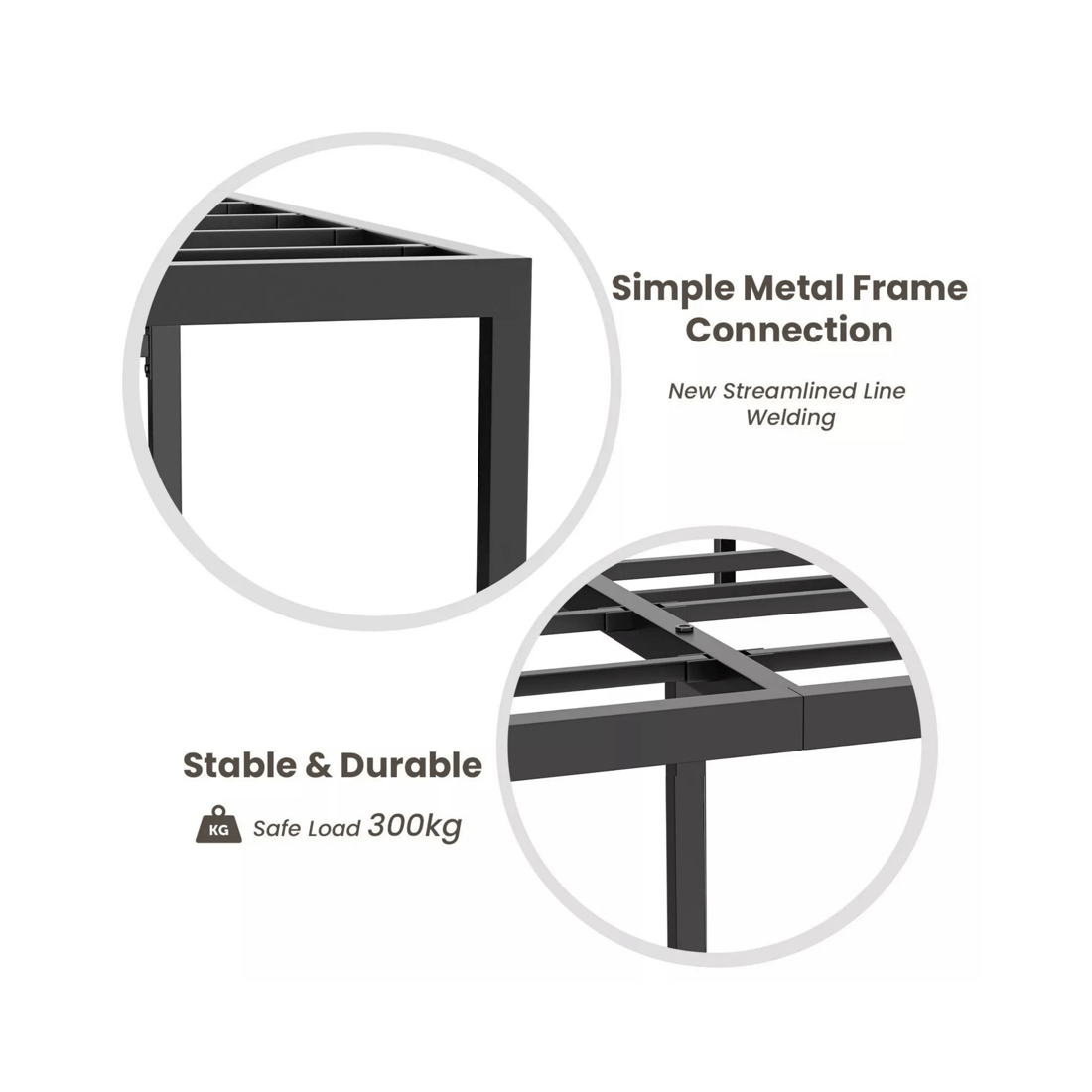 6 Advwin Double Metal Bed Frame Black, 6 of 8