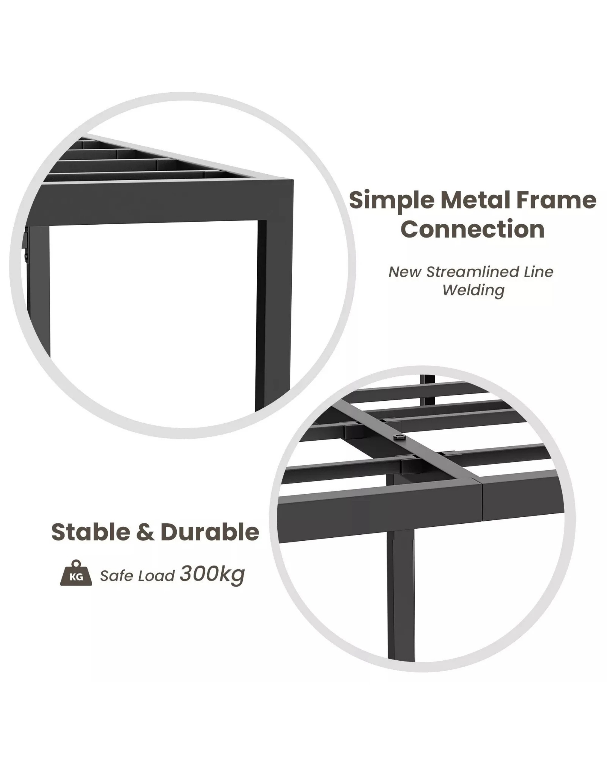 6 Advwin Double Metal Bed Frame Black, 6 of 8