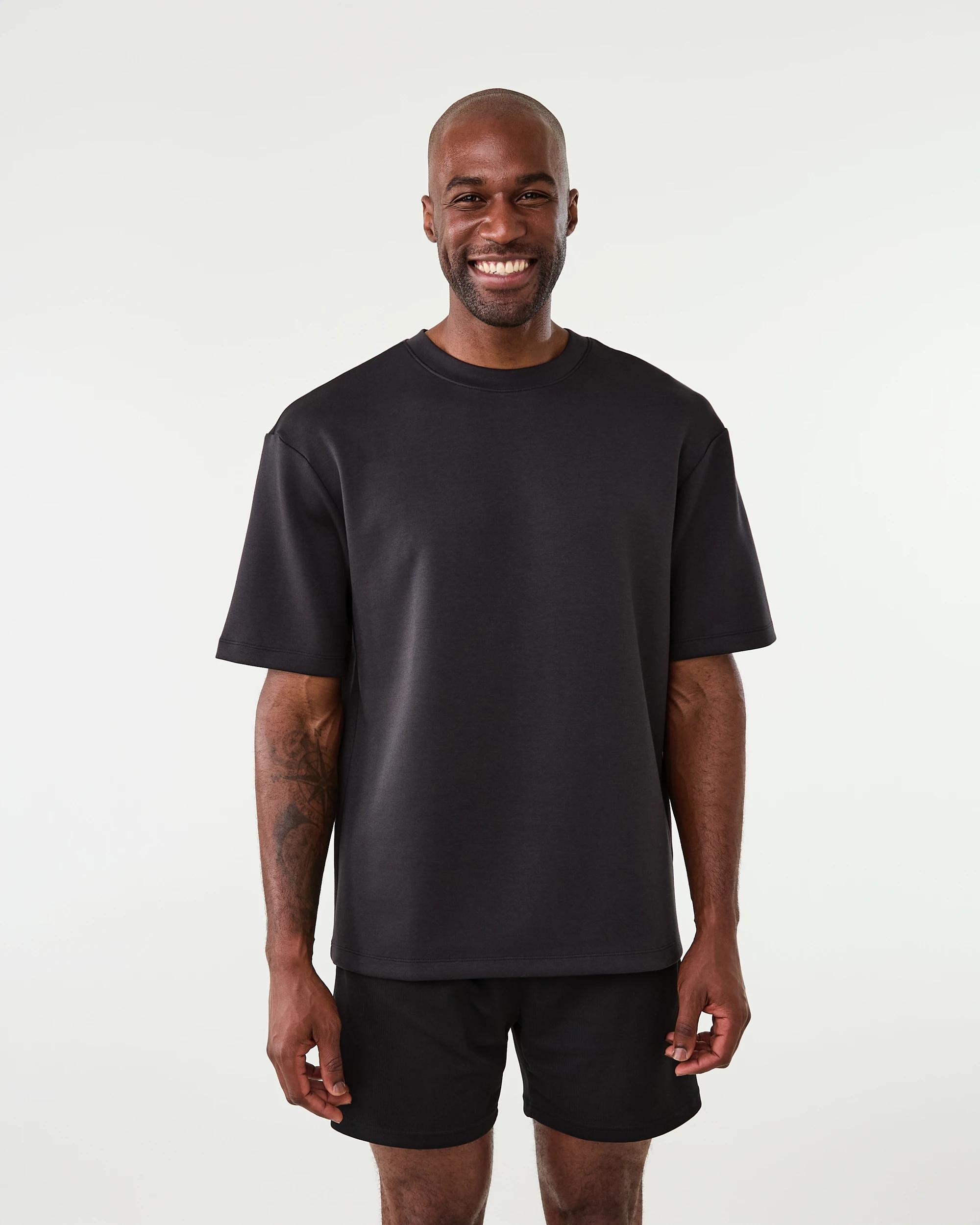 1 Active Mens Oversized Scuba T-shirt BLACK, 1 of 6