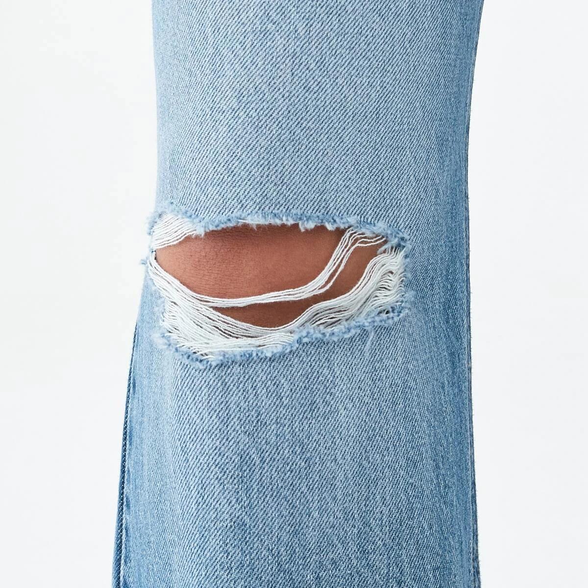 9 Distressed Straight Jeans Mid Wash, 9 of 9