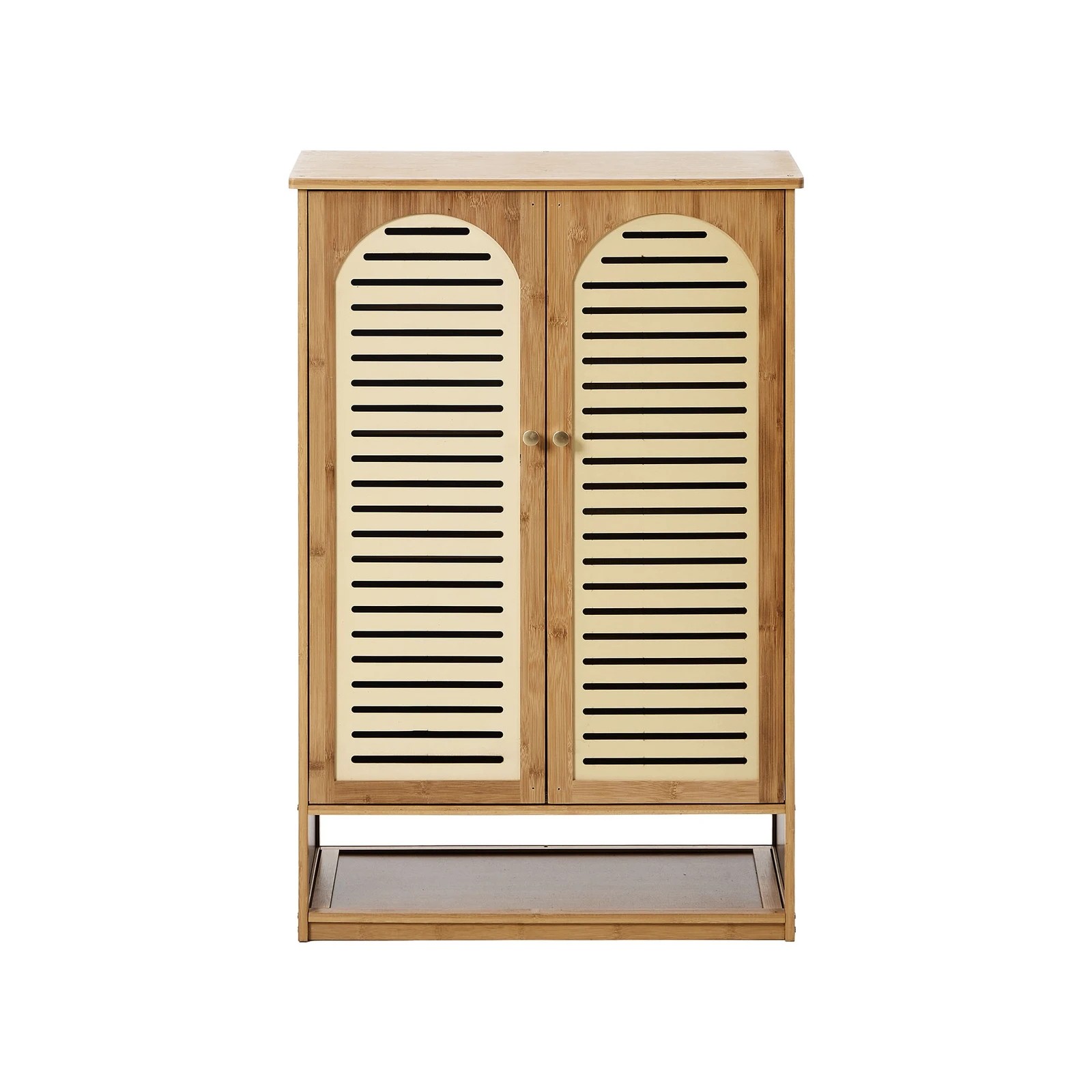 3 Oikiture Shoe Storage Cabinet 2 Doors Bamboo Shoe Organiser Shelf - Beige, 3 of 8