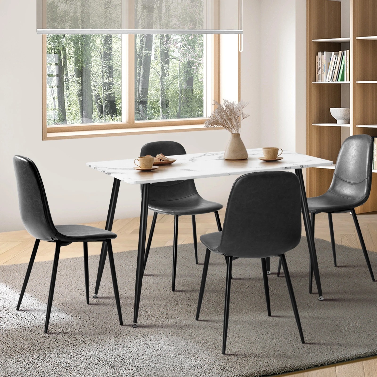 3 Oikiture 120cm Rectangle Dining Table With 4pcs Dining Chairs Pu
 - Multi, 3 of 10